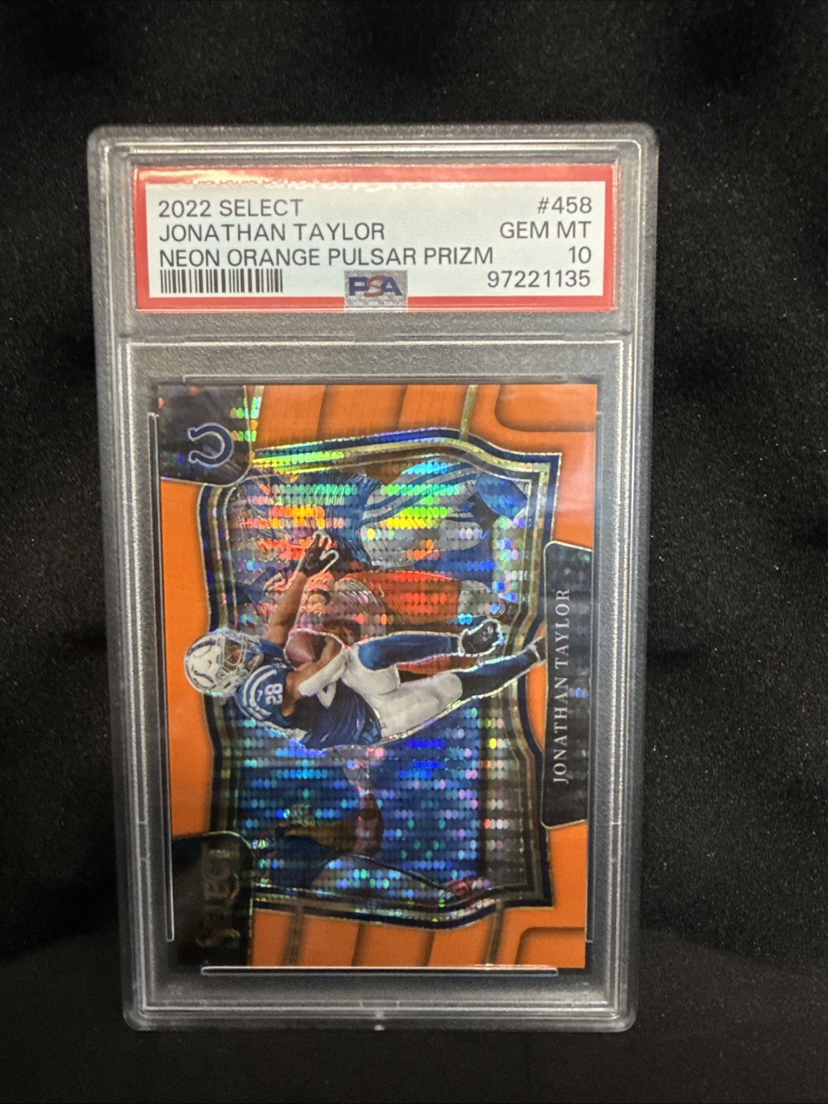2022 Panini Select Field Level Jonathan Taylor #458 Neon Orange Pulsar Prizm /7 2022 Panini Select Field Level Jonathan Taylor #458 Neon Orange Pulsar Prizm /7