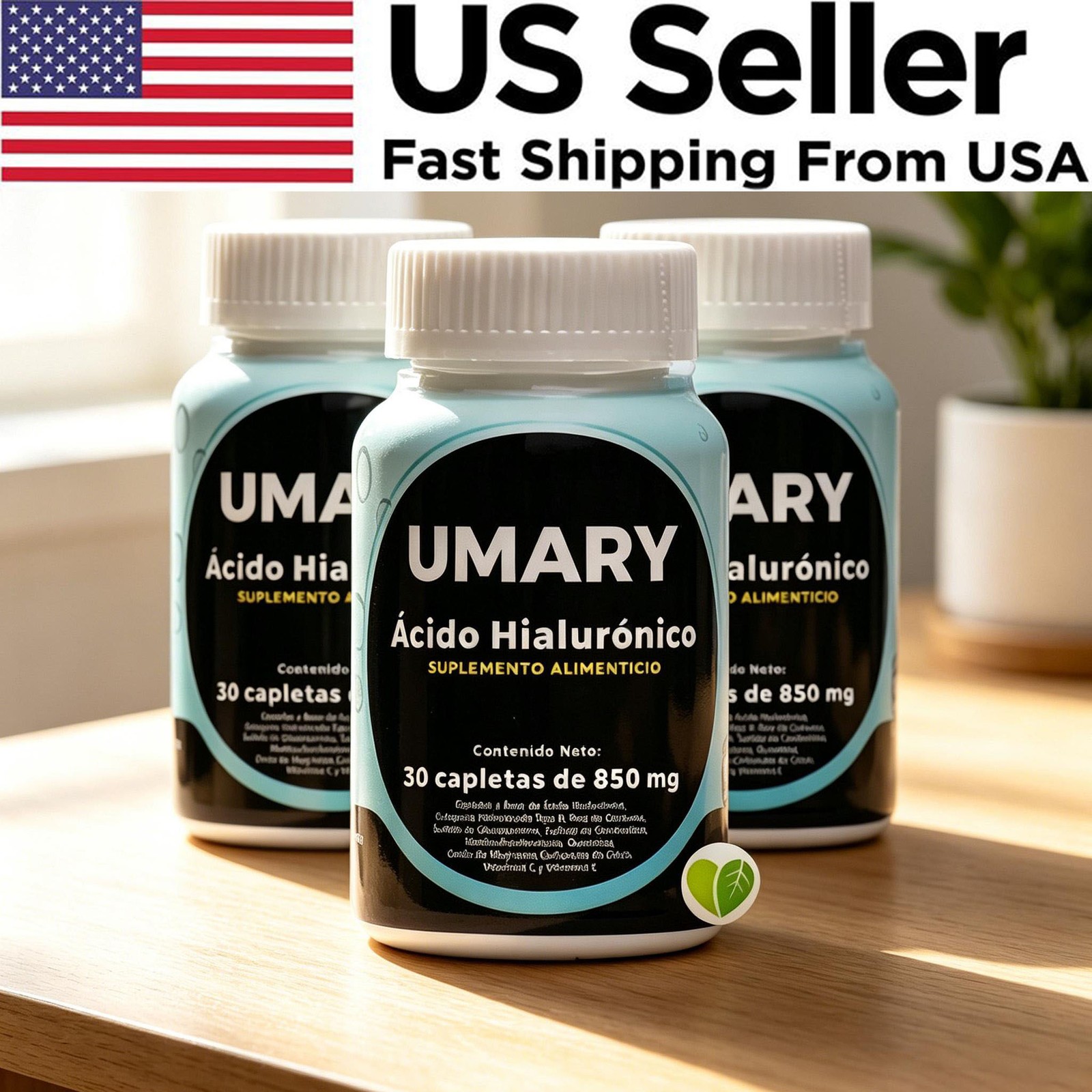 3 bottles Hyaluronic Acid 30 Capsules 850mg Daily Health Supplement New-US-