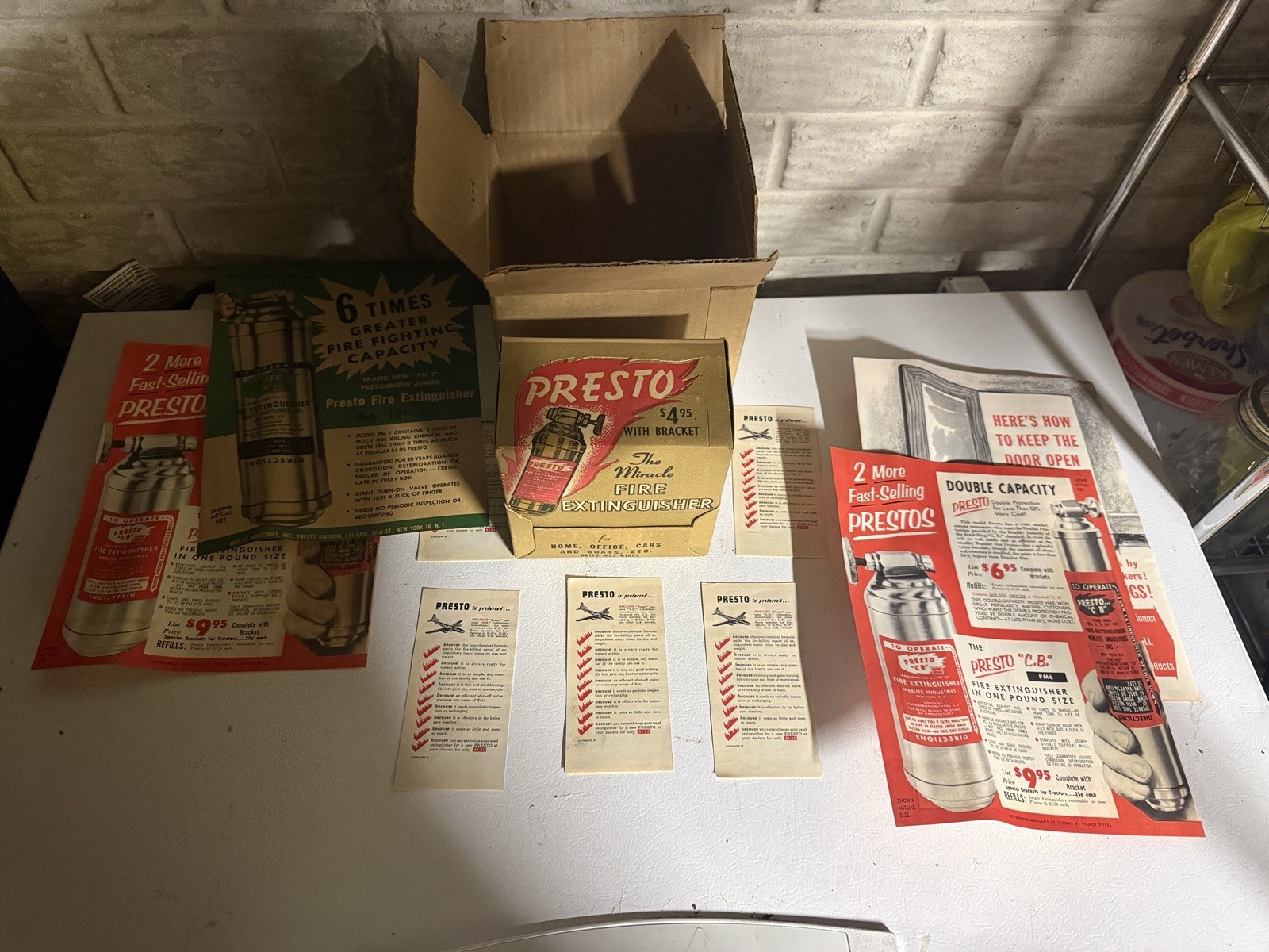 Vtg Presto Brass Fire Extinguisher Case Of 6 Brand New Condition WOW Collectors