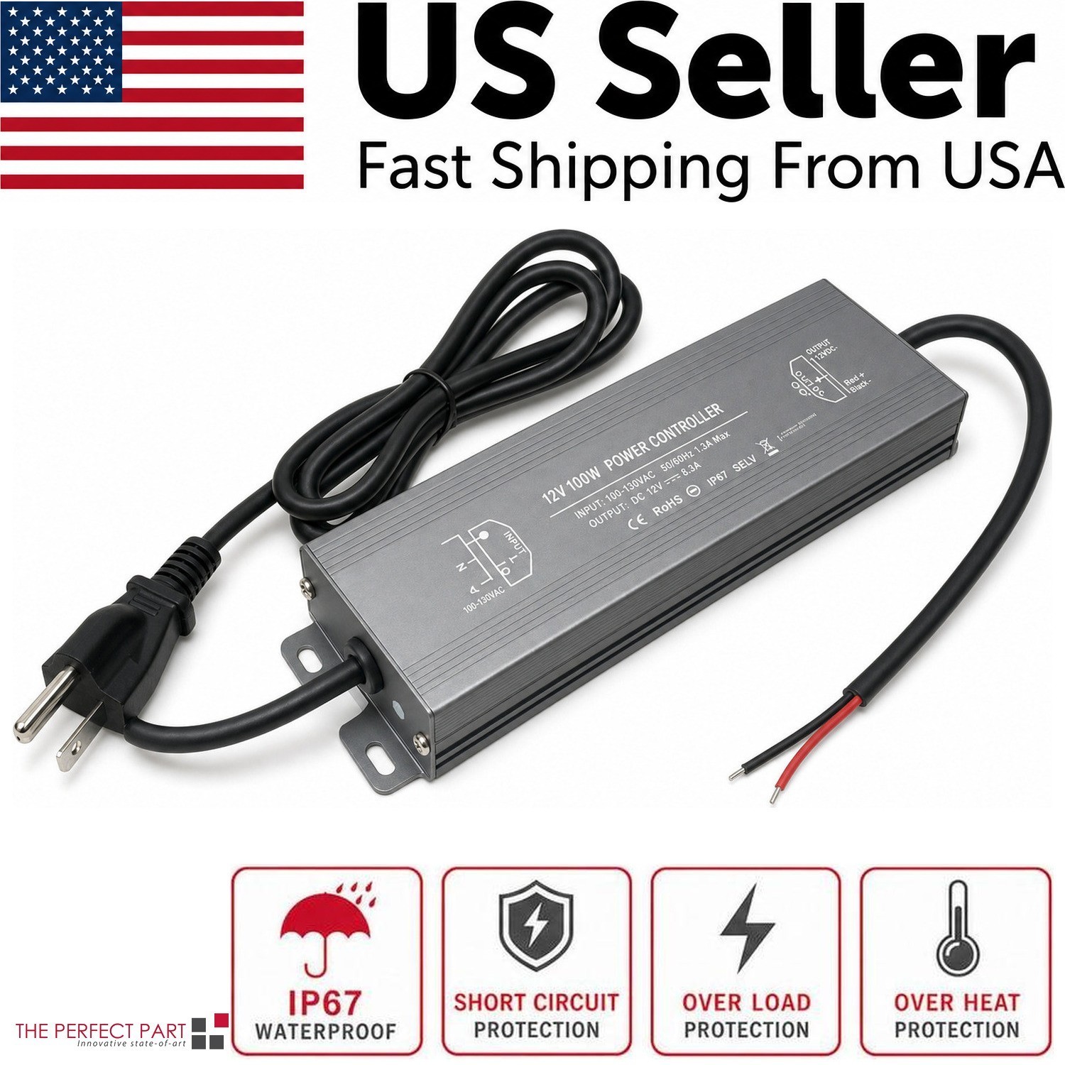 LED Power Supply 110V to DC 12V Voltage Converter Transformer Adapter Waterproof