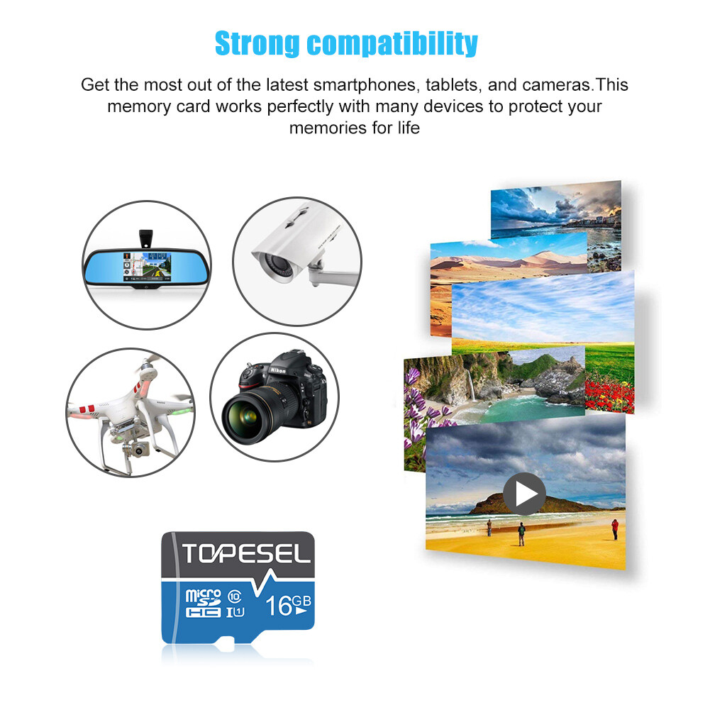 TOPESEL 16GB Ultra Micro SDHC SD Card C10 TF Cards Memory 1/10/100pcs Wholesale TOPESEL 16GB Ultra Micro SDHC SD Card C10 TF Cards Memory 1/10/100pcs Wholesale