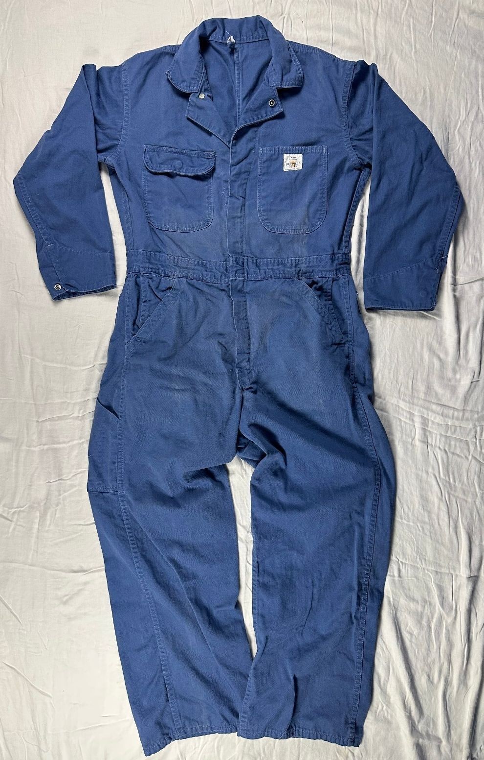 Vintage 50s Sears twill one piece coveralls 36 workwear french blue utility Vintage 50s Sears twill one piece coveralls 36 workwear french blue utility