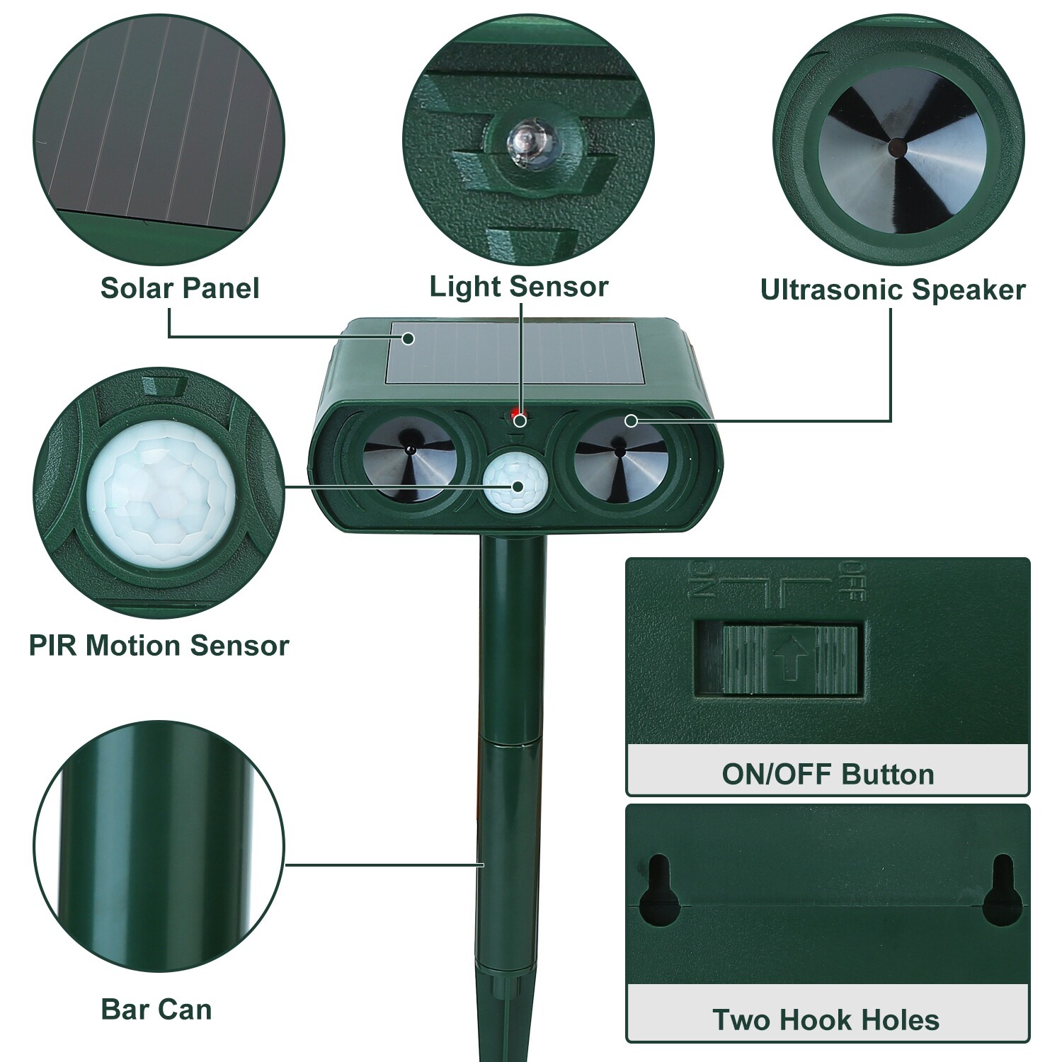 2/4/8PACK Animal Repeller Ultrasonic Solar Power Outdoor Control Pest Cat Mice