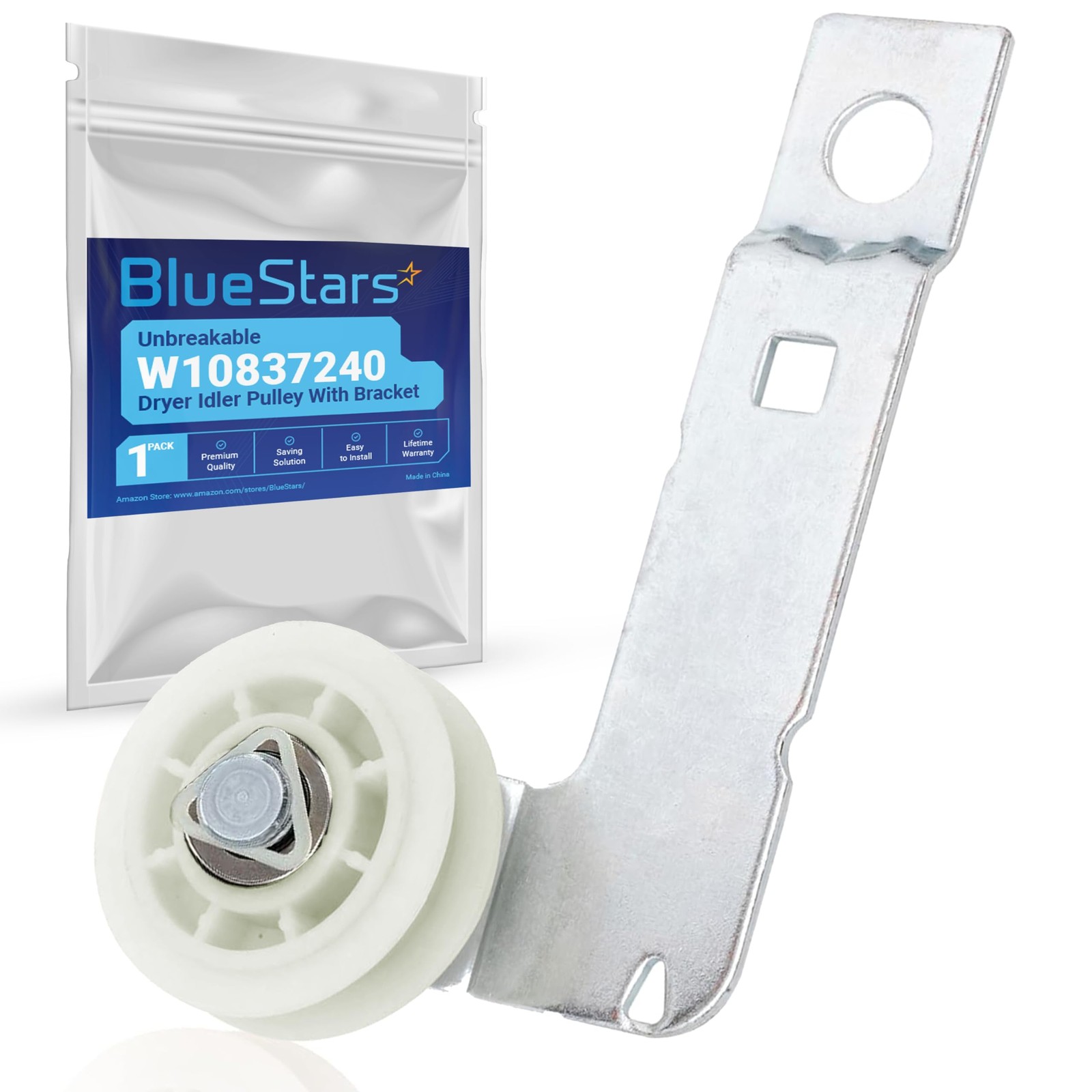 BlueStars Unbreakable W10837240 Dryer Idler Pulley With Bracket - Compatible ...