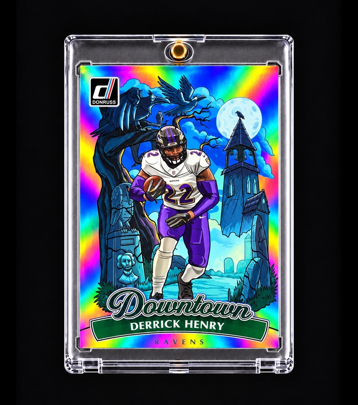 DERRICK HENRY DOWNTOWN 2025 DONRUSS TRUE DOWNTOWN RARE Jumbo RAVENS RECORD HOLDE