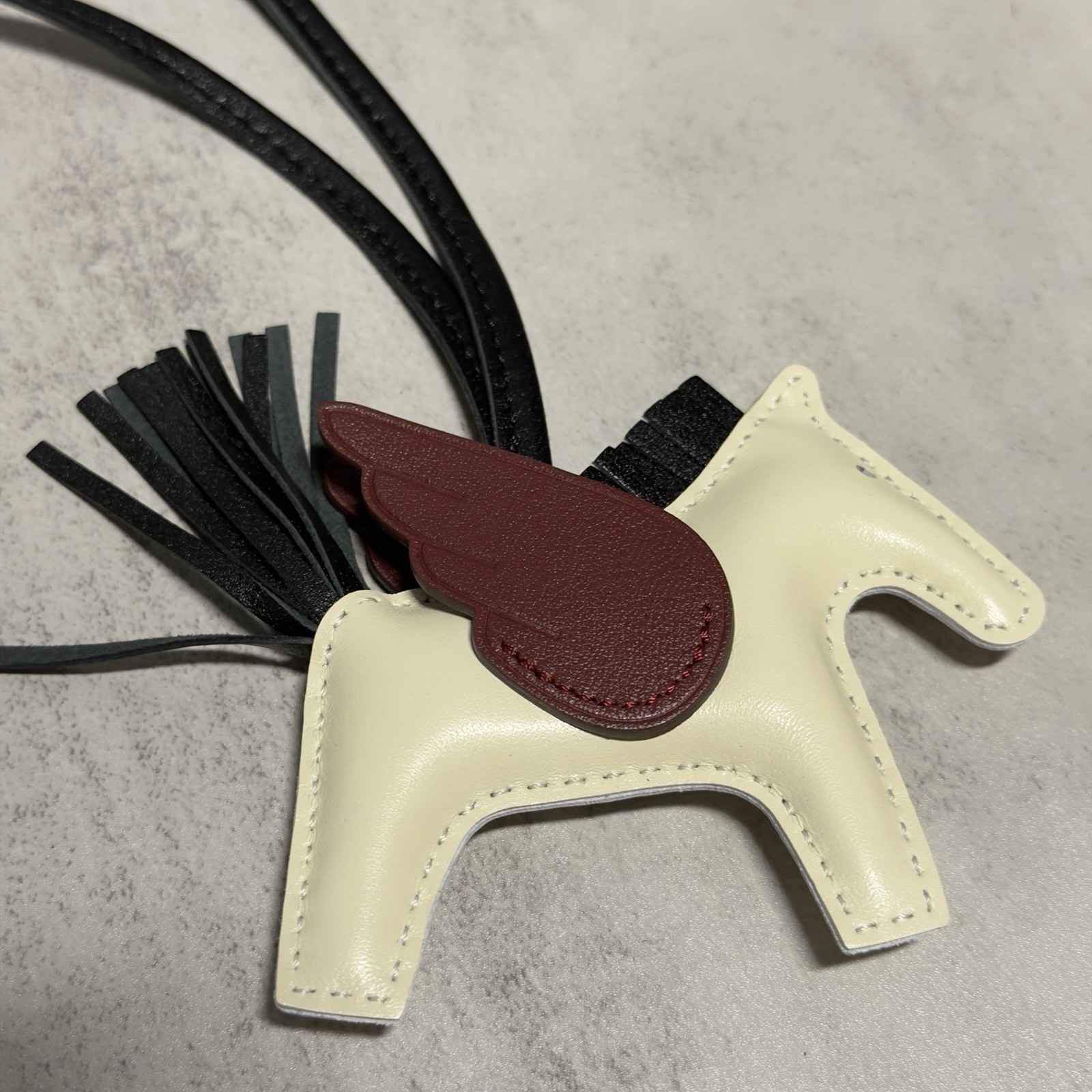 Hermes Pegase PM Pegasus Beige/Red Horse Bag Charm Bag Accessory Paris Made