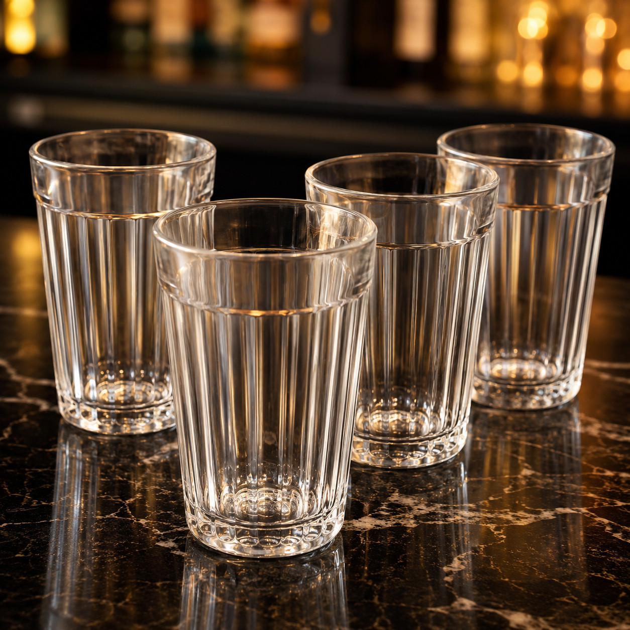 Vintage Russian Faceted Glasses Set of 4 USSR Graneny Stakan Barware Tumblers