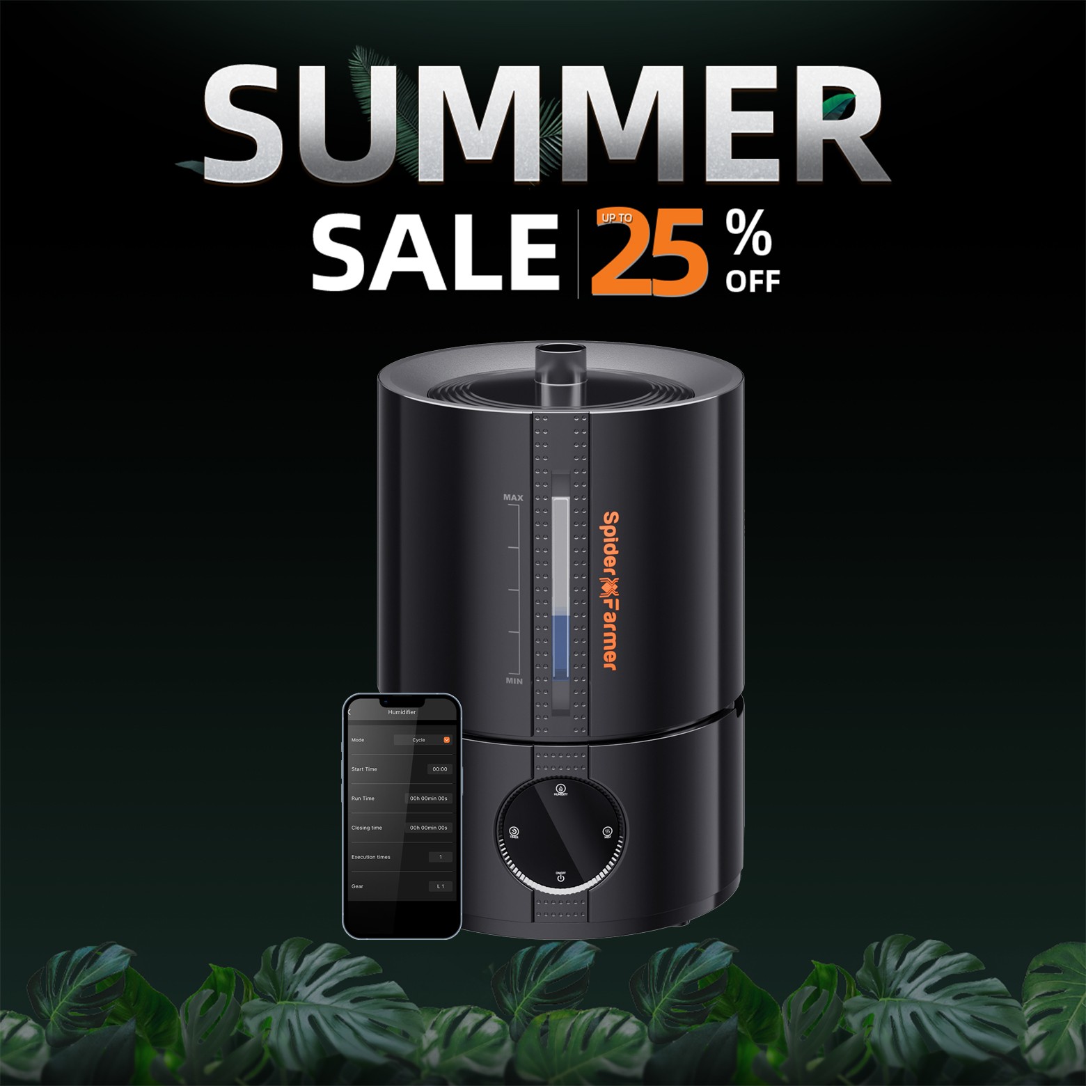 Spider Farmer 5L Air Humidifier Ultrasonic Cool Mist Humidifier with RJ12 Cable