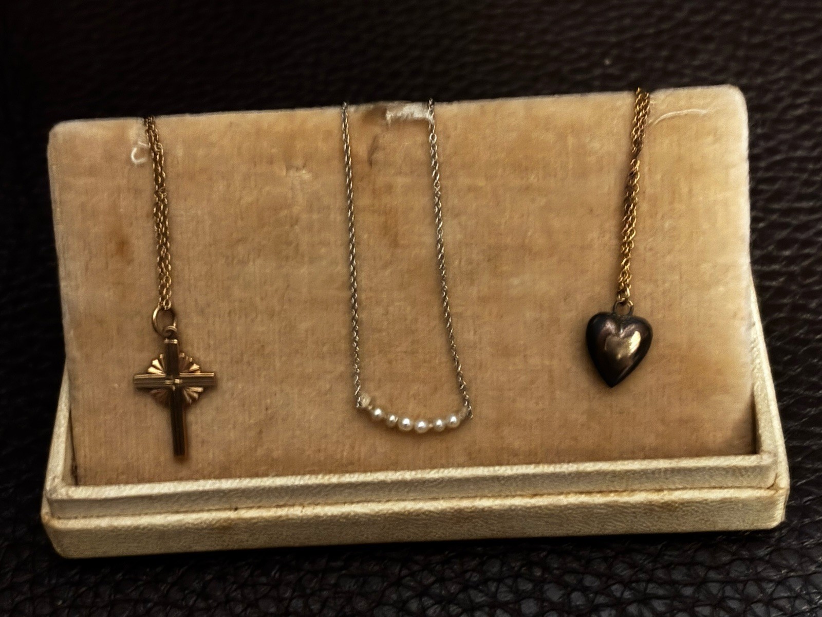 Rare vintage anniversary “add a pearl” baptism milestone necklace 1920s 14k