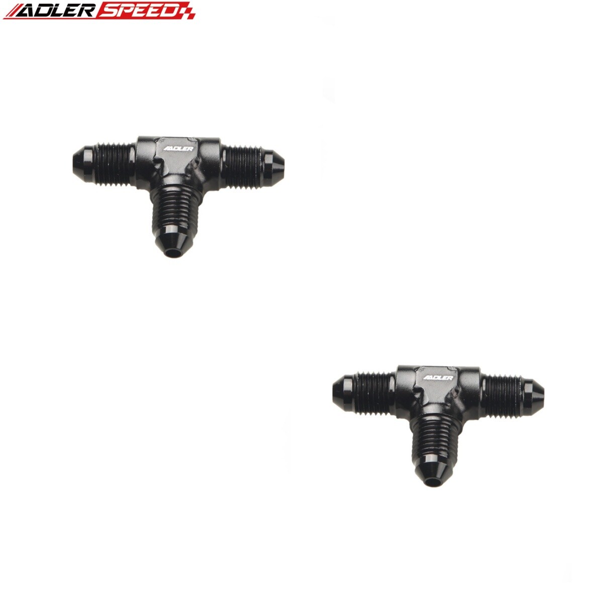 2PCS AN3 3AN AN-3 Male Tee T-piece Adapter Aluminum 3 Way Fuel Fitting Black