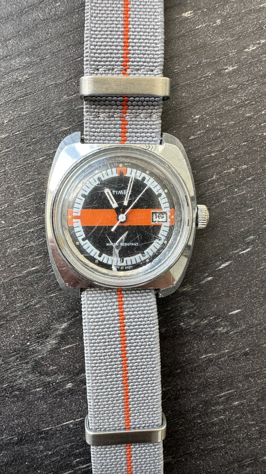 Vintage 1977 Timex Racing - Mechanical M25 - Orange Stripe - NATO