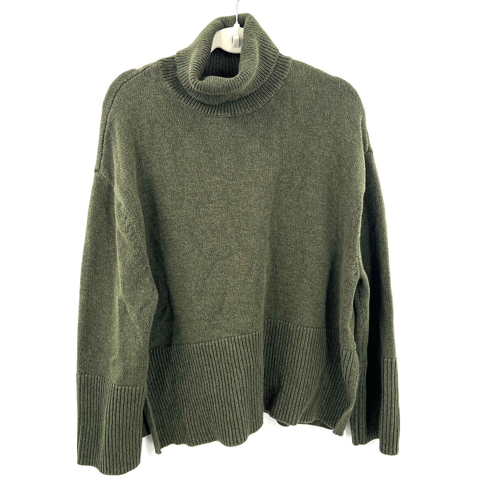 GAP turtleneck drop shoulder crop sweater classic minimalist coastal  M tall