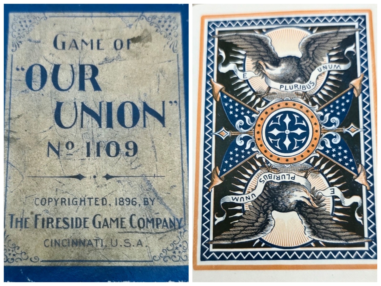 Antique RARE Fireside Game Co 'Our Union' Geography Game 1896 52/52+EC Deck 2