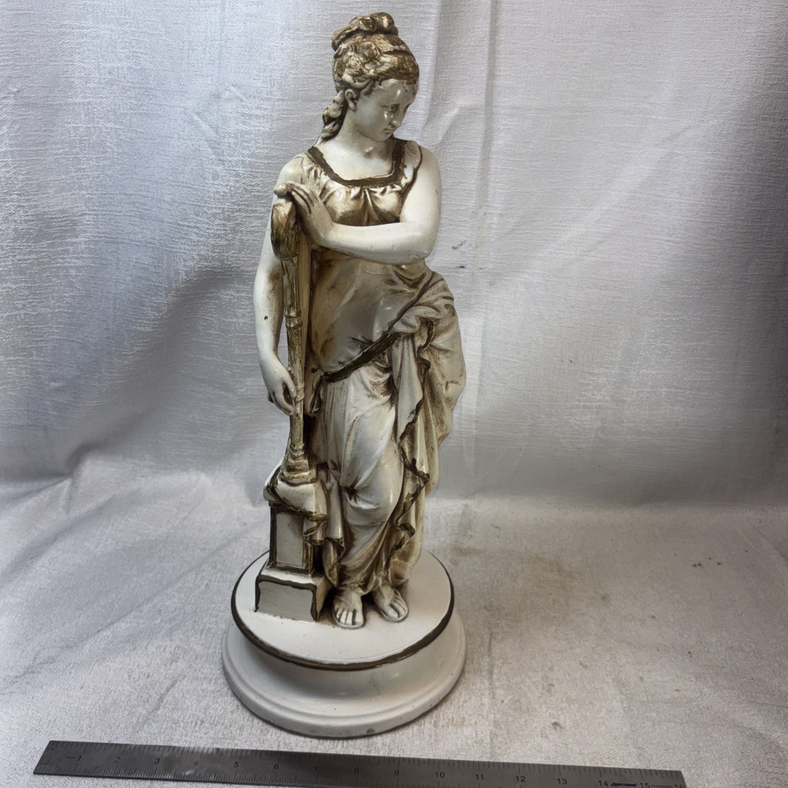 ESCO Classical Figurine Chalkware Goddess Musician Antique Finish 17