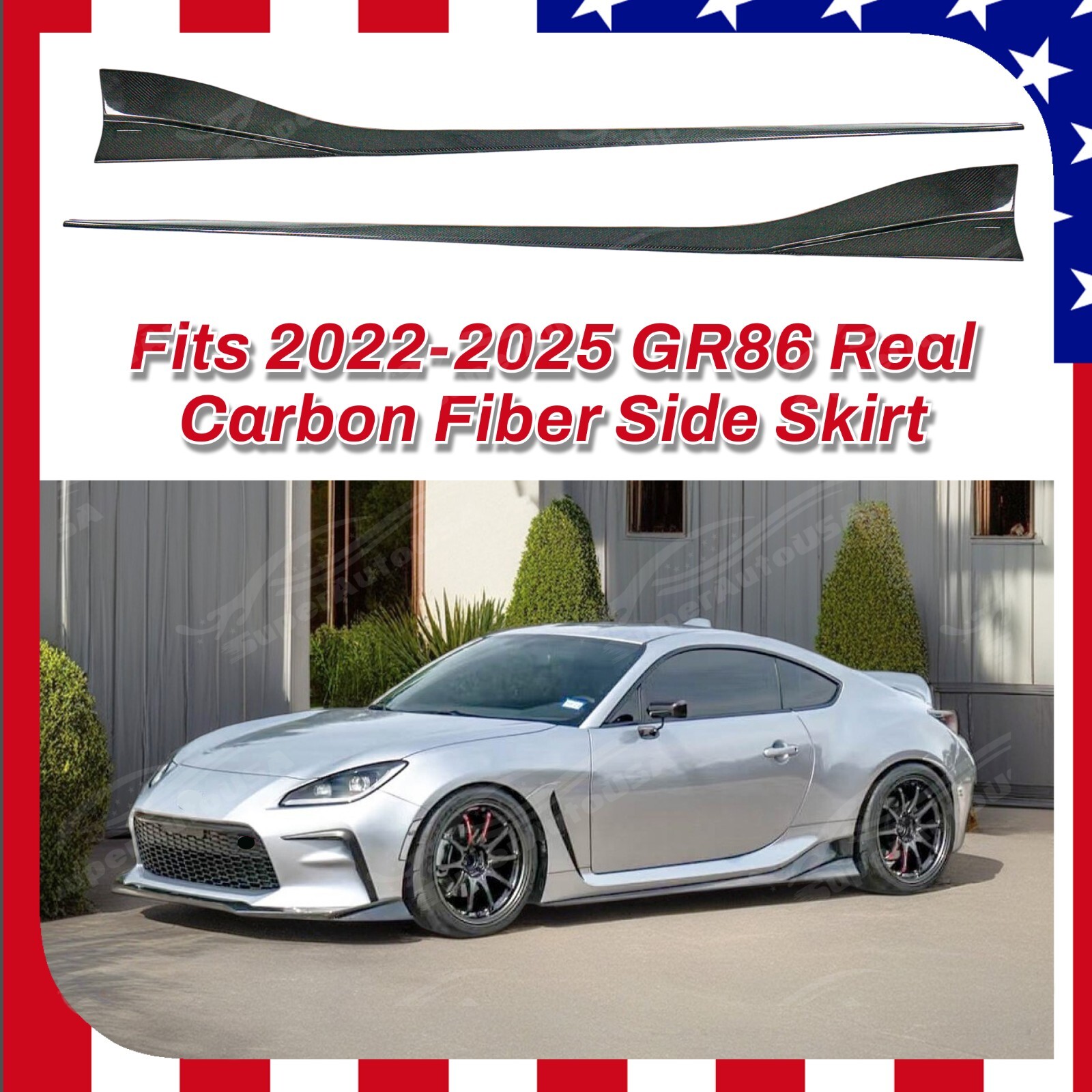 For Toyota GR 86 22-25 Real Carbon Fiber VR Style Side Body Skirt Splitter Panel