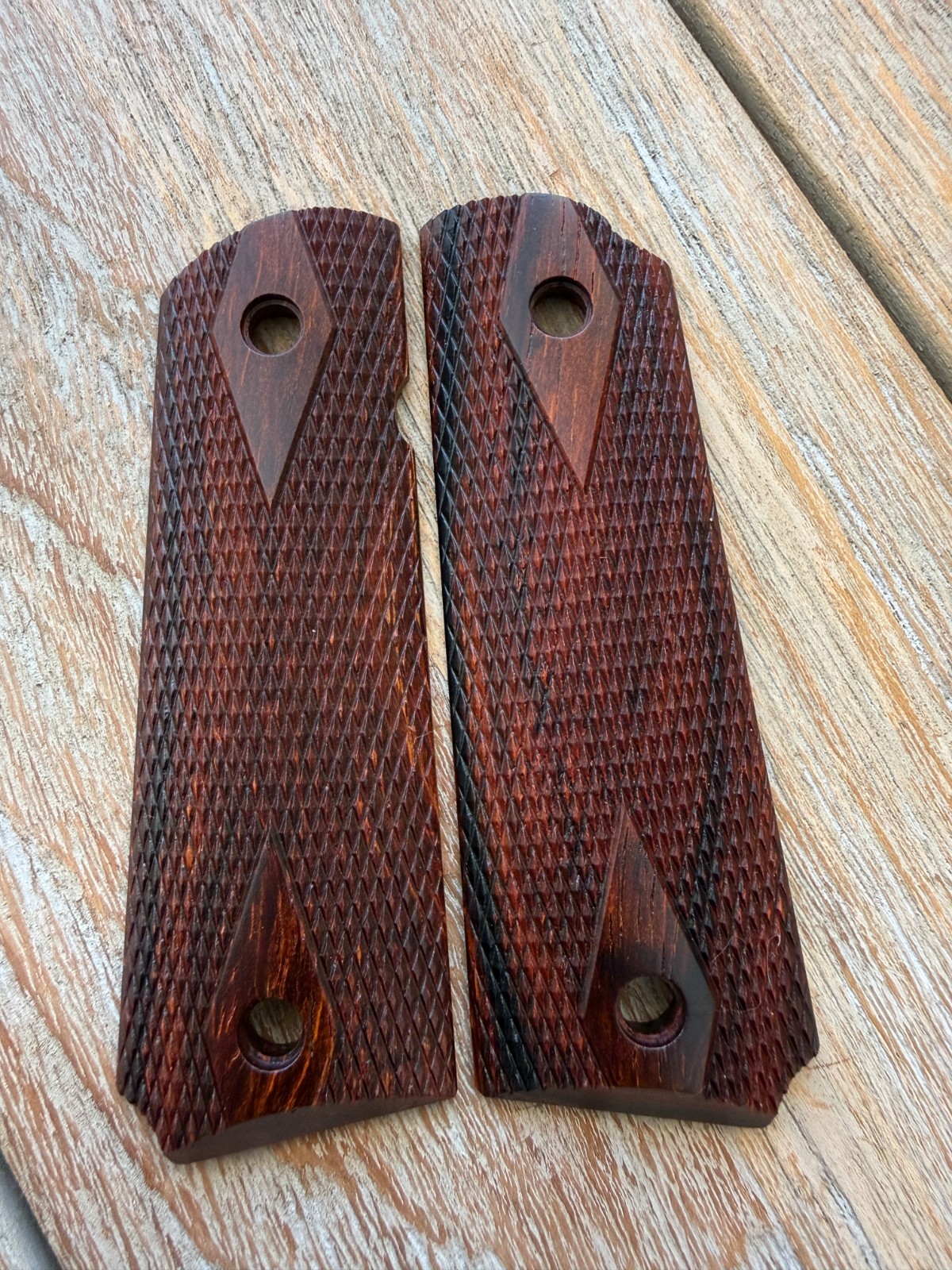 1911 Exotic Cocobolo Wood Grips Government Full Size Colt - Double Diamond
