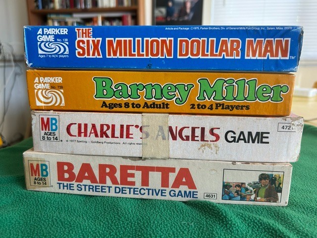 Vintage 1970s TV Show Board Game Lot of 4 Charlie's Angels 6 Million Dollar Man+