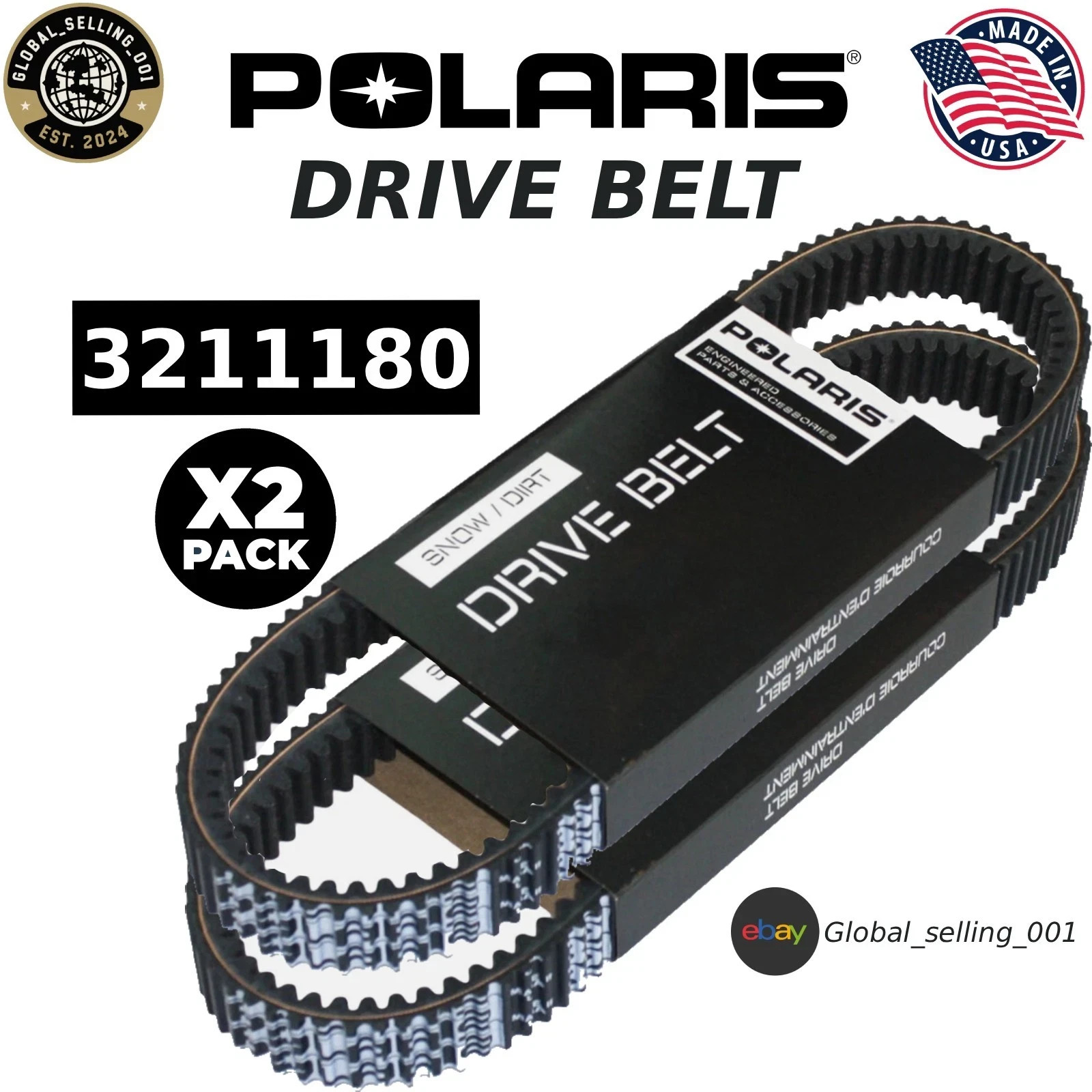 2 Pack Polaris 3211180 OEM CVT Drive Belt RZR XP 1000 XP4 1000 QUALITY