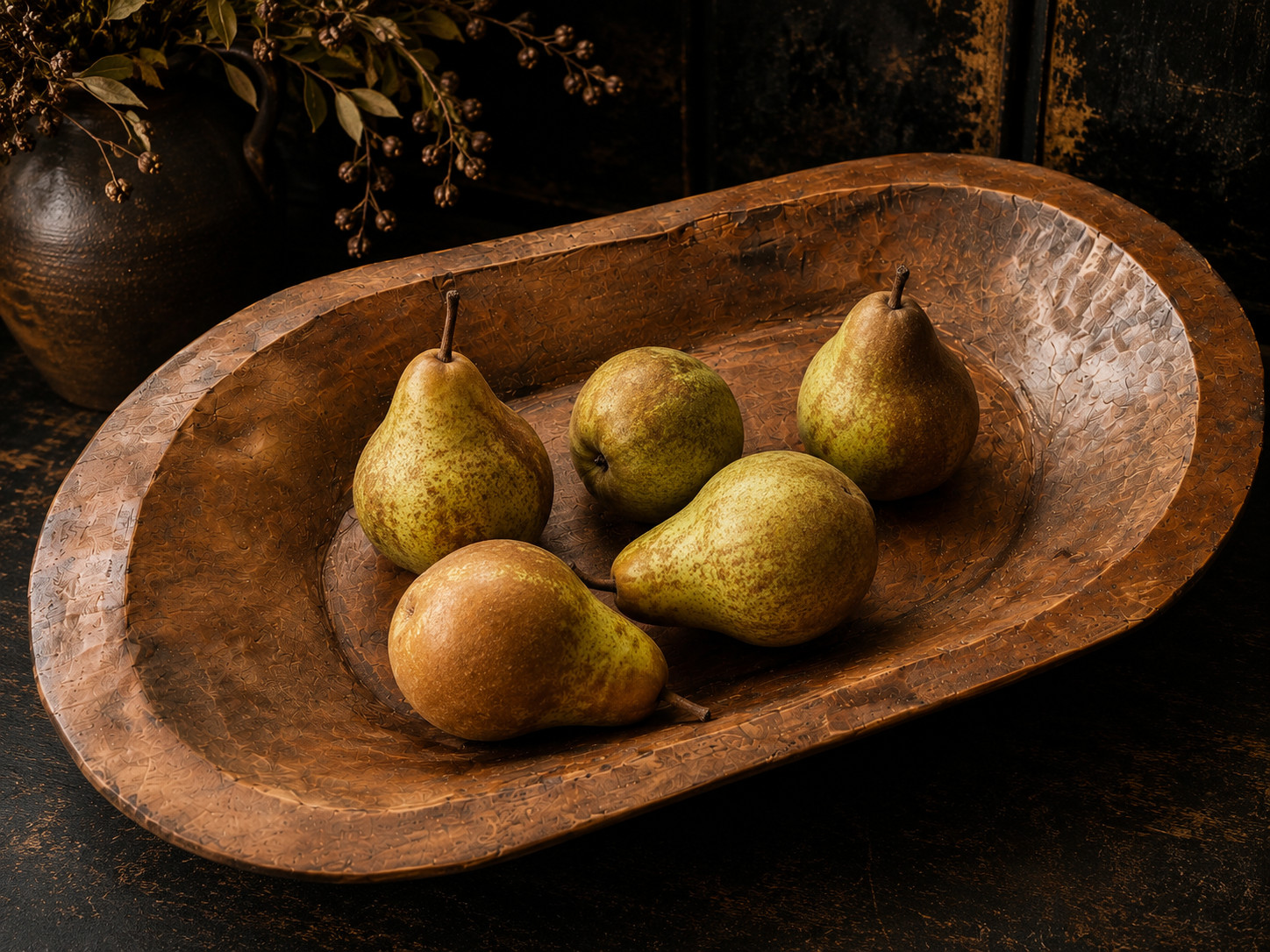 Vintage Hand Carved Wooden Dough Bowl 20-22