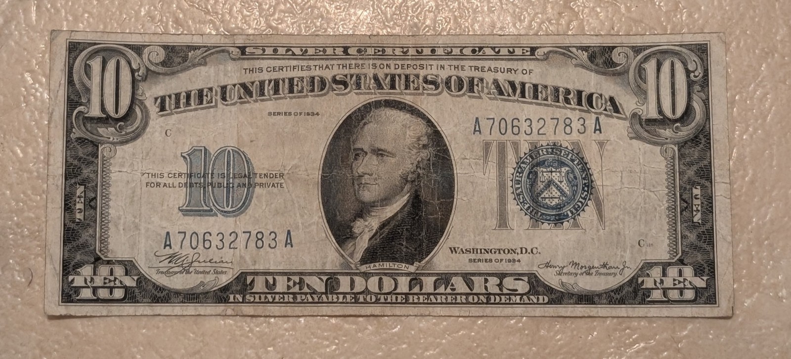 $10 Ten Dollar 1934 Silver Certificate Note