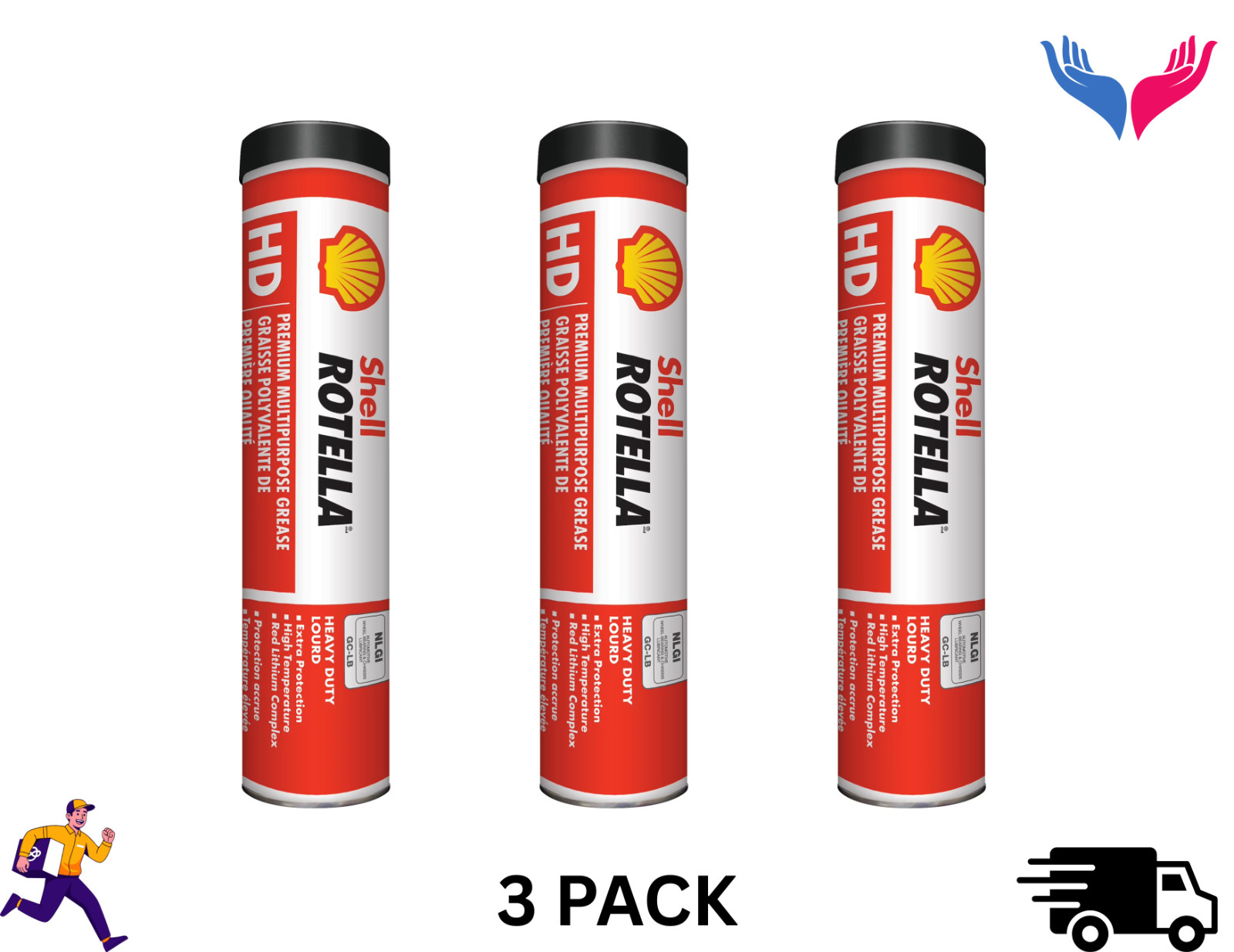 Shell Rotella 14oz Grease Heavy Duty High Temperature Grease Pack of 3 Shell Rotella 14oz Grease Heavy Duty High Temperature Grease Pack of 3