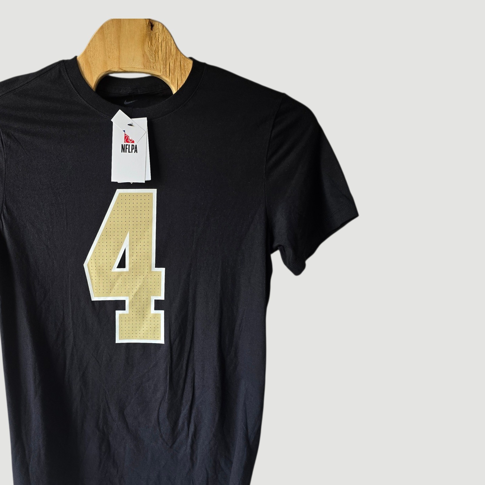 Nike NFLPA Derek Carr 4 New Orleans Saints T Shirt Men\'s Large Black Gold