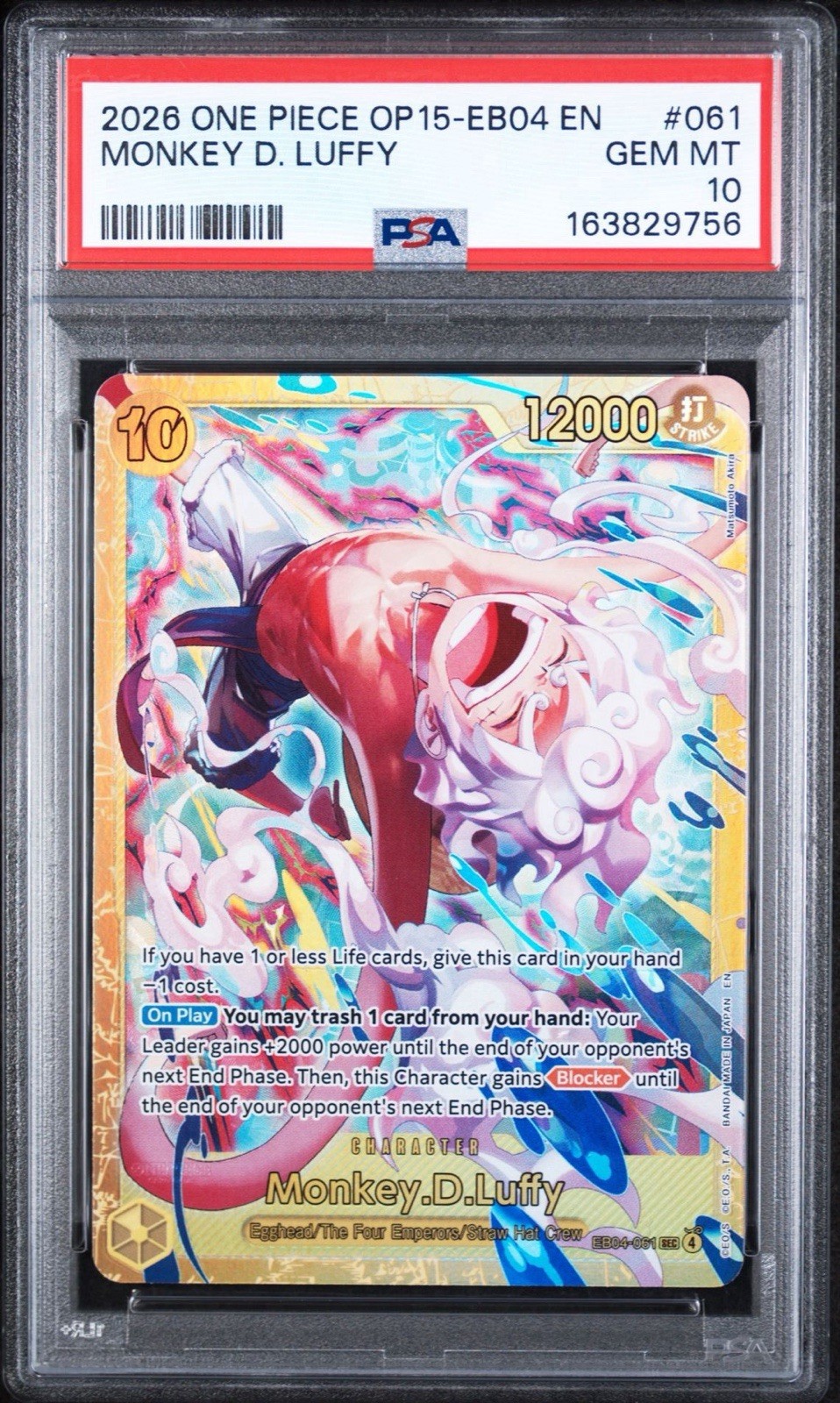 PSA 10 - Monkey D. Luffy 061 - One Piece Op15-Eb04-Adventure On Kami\'s Island PSA 10 - Monkey D. Luffy 061 - One Piece Op15-Eb04-Adventure On Kami\'s Island