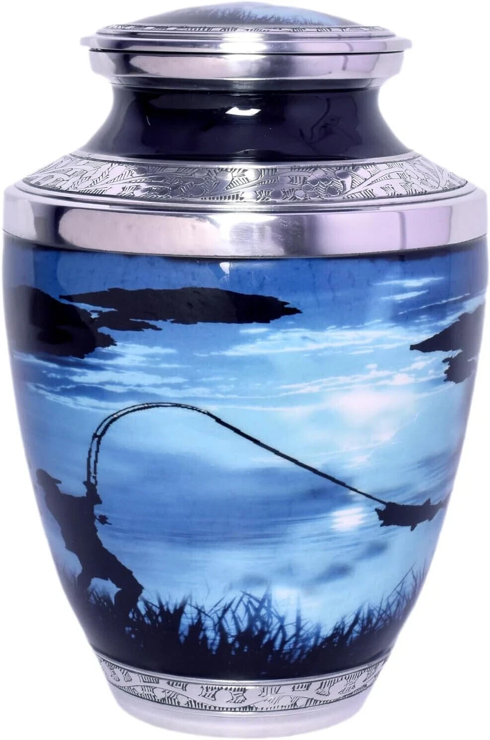 Adult Fishing Cremation Urn for Human Ashes FullSize Handmade Memorial Urn Holds