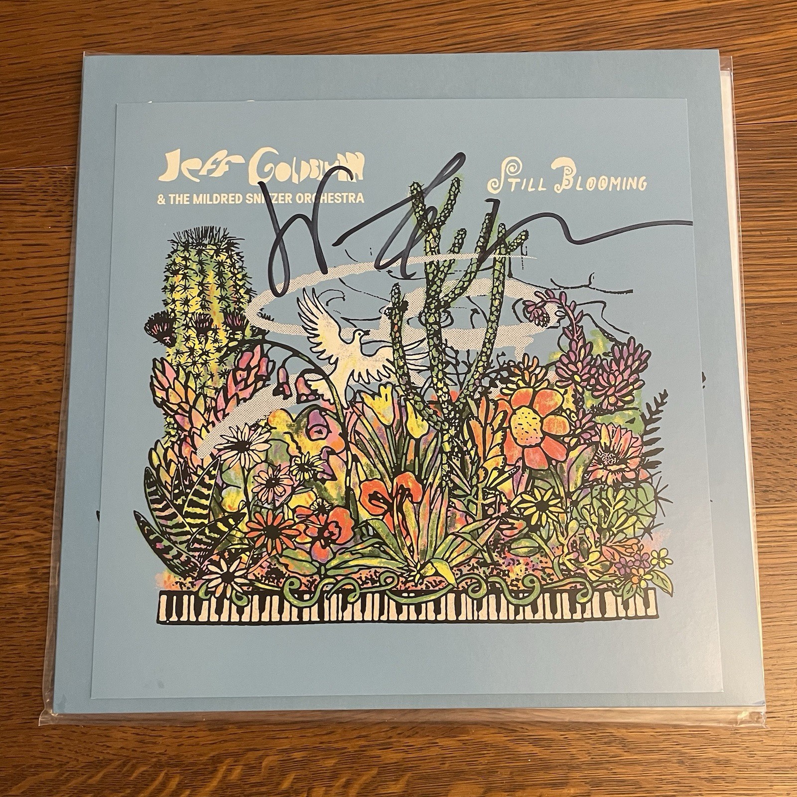Jeff Goldblum SIGNED Still Blooming Blue Vinyl Record Album Ariana Grande