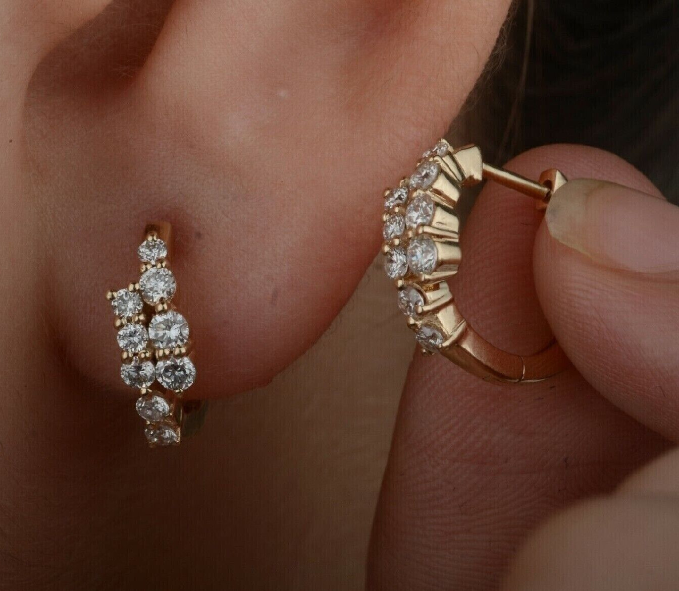 0.50Ct Round Natural GH/SI Diamond Hoop Women's Earrings Solid 14k Yellow Gold 0.50Ct Round Natural GH/SI Diamond Hoop Women's Earrings Solid 14k Yellow Gold