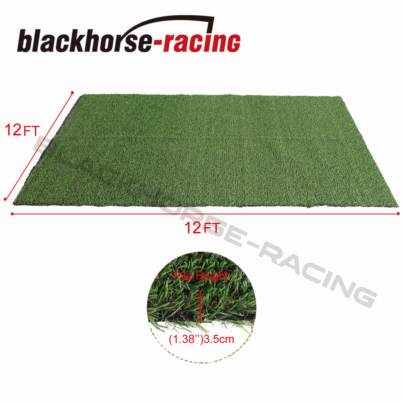 12x12ft Green Artificial Grass Rug Grass Carpet Rug Synthetic Turf 3.5CM
