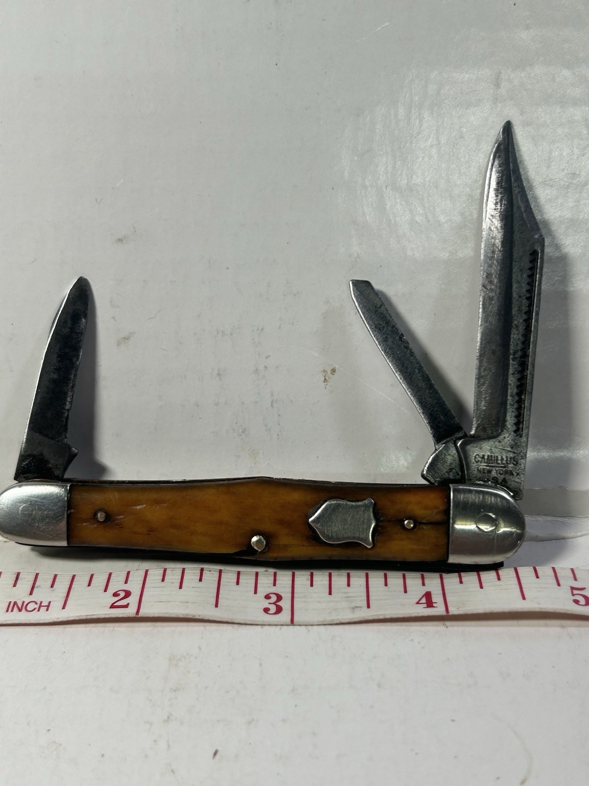 Vintage Camillus #72 Stockman Pocket Knife USA 3 Blade Smooth Bone Vintage Camillus #72 Stockman Pocket Knife USA 3 Blade Smooth Bone
