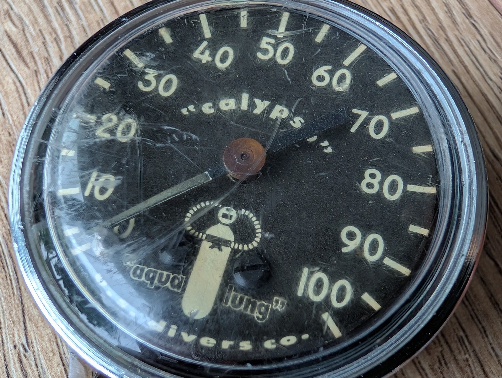 Vintage 1960/70\'s U.S. Divers Co. Aqua Lung Calypso Dive Gauge FOR PARTS ONLY
