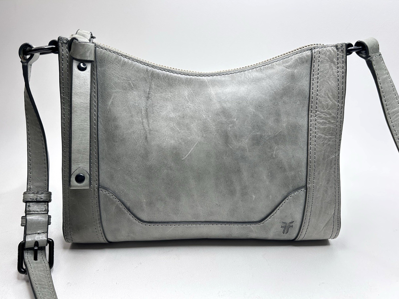 Chic FRYE Melissa Zip Crossbody Genuine Leather Saddle Shoulder Bag Willow Green