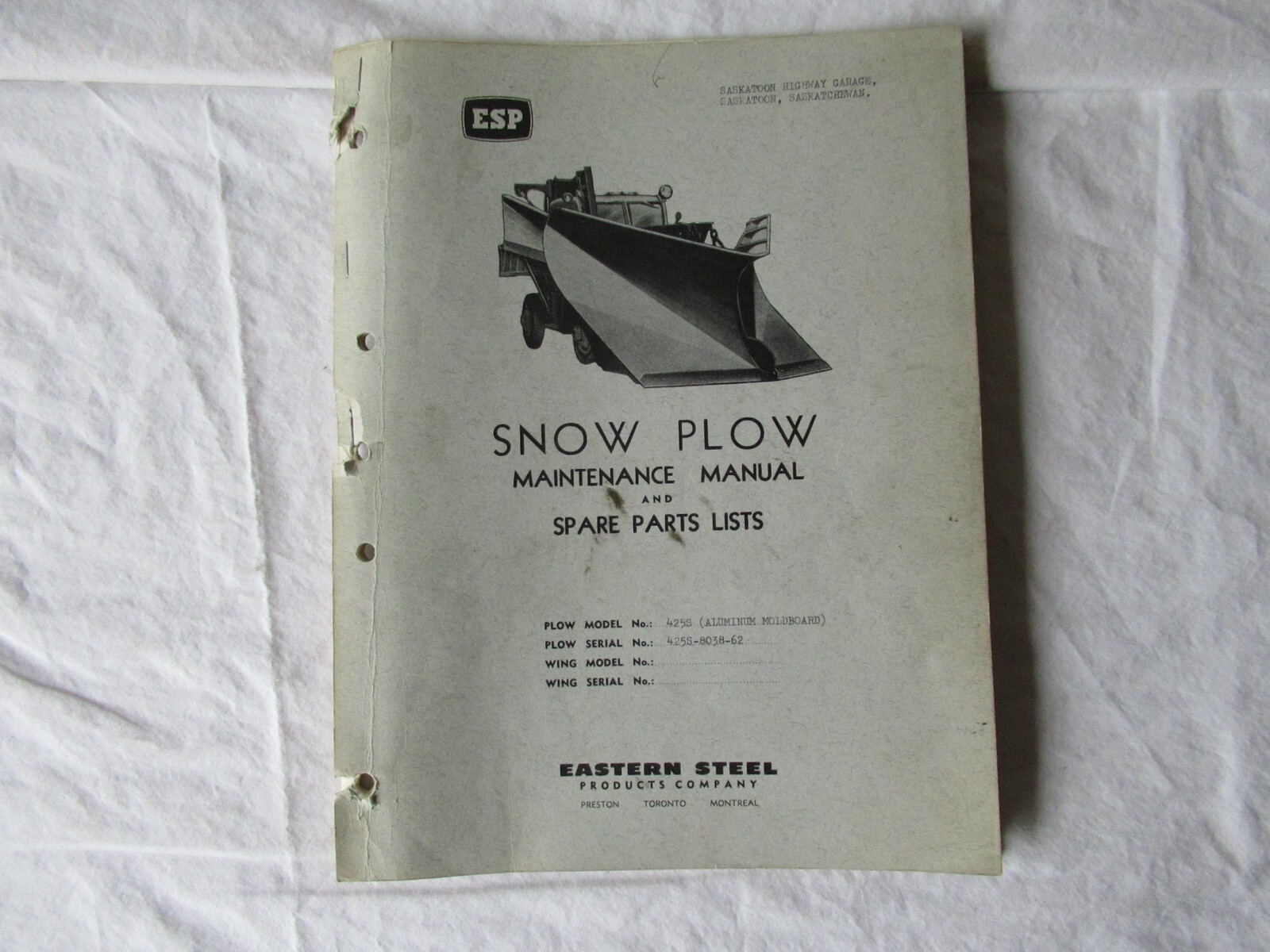 Frink V type snow plows sno-plow maintenance service manual & parts catalog Frink V type snow plows sno-plow maintenance service manual & parts catalog