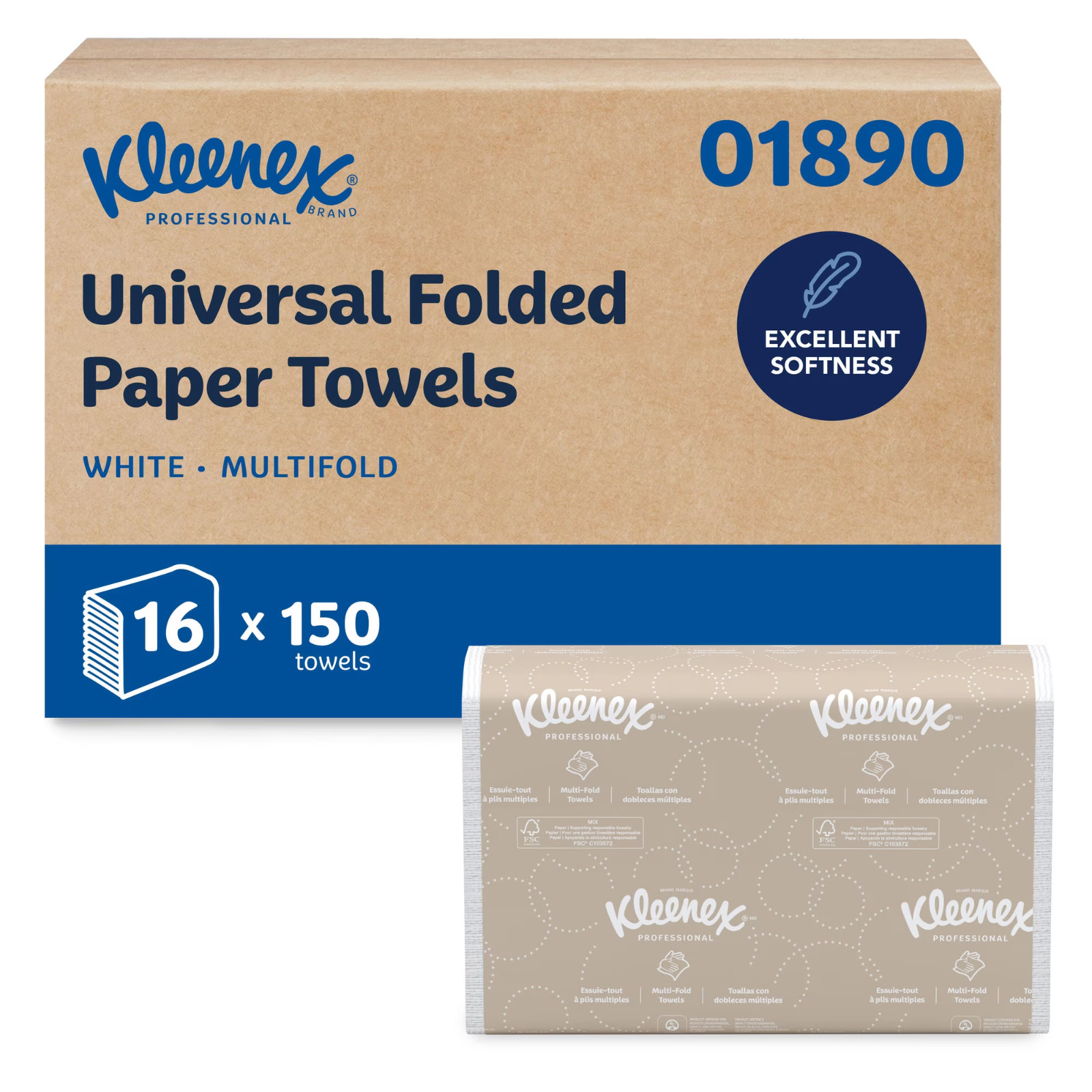Kleenex Professional Universal Multifold Paper Towels, Bulk (01890), White