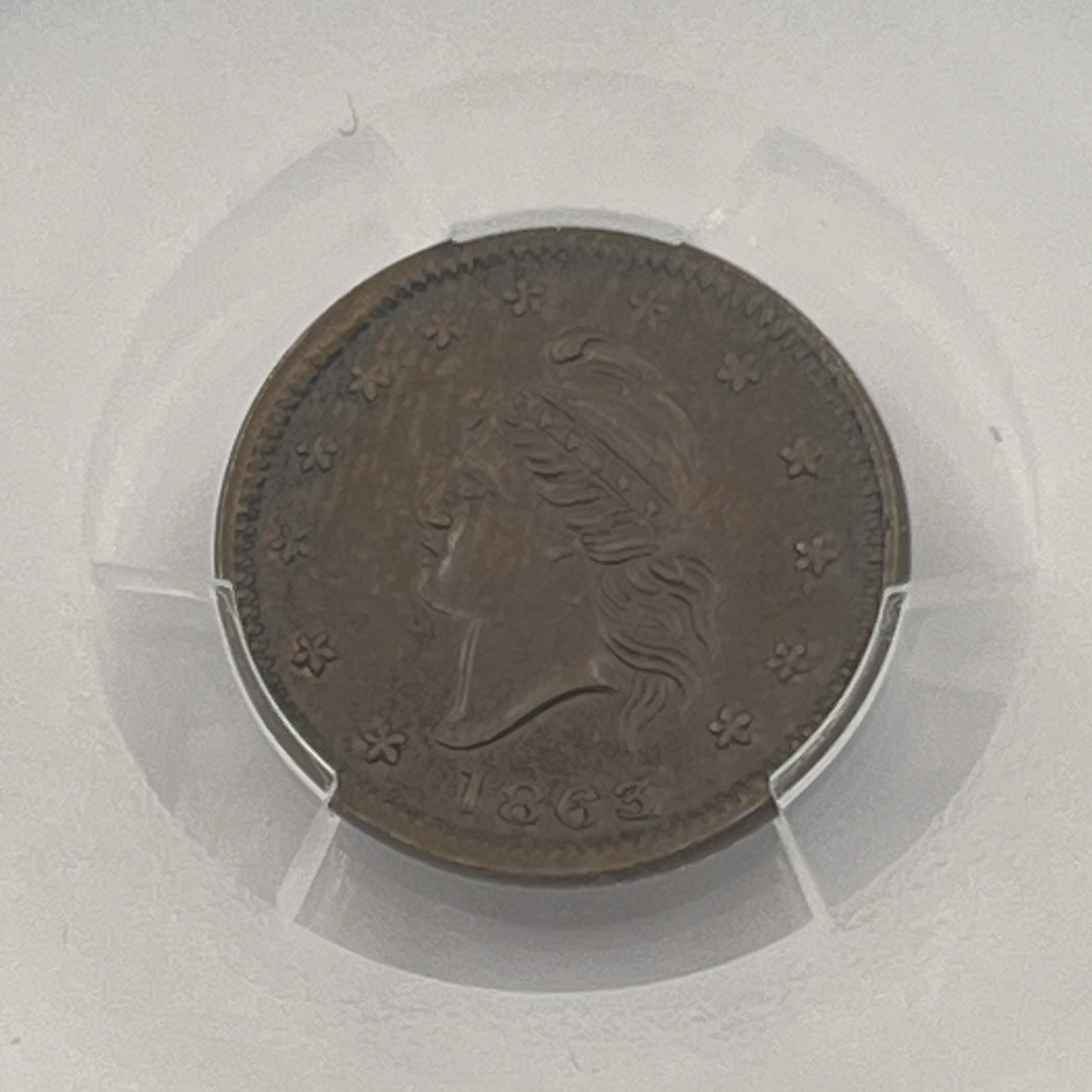 1863 Civil War Token Army & Navy F-7 / 313a Patriotic PCGS MS63 Great Eye Appeal