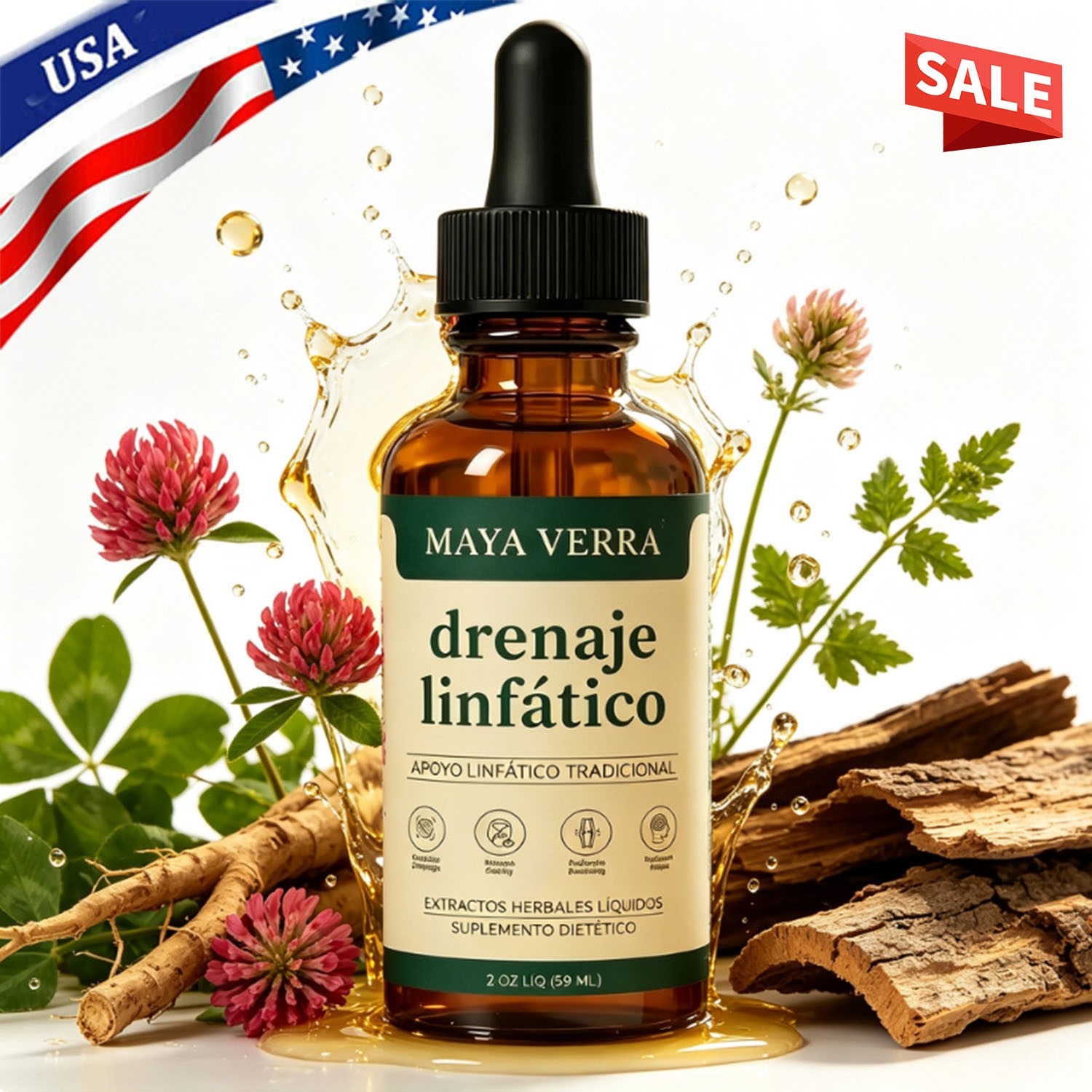 Mayaverra Drenaje Linfático Drops, natural herbal formula, gluten-free