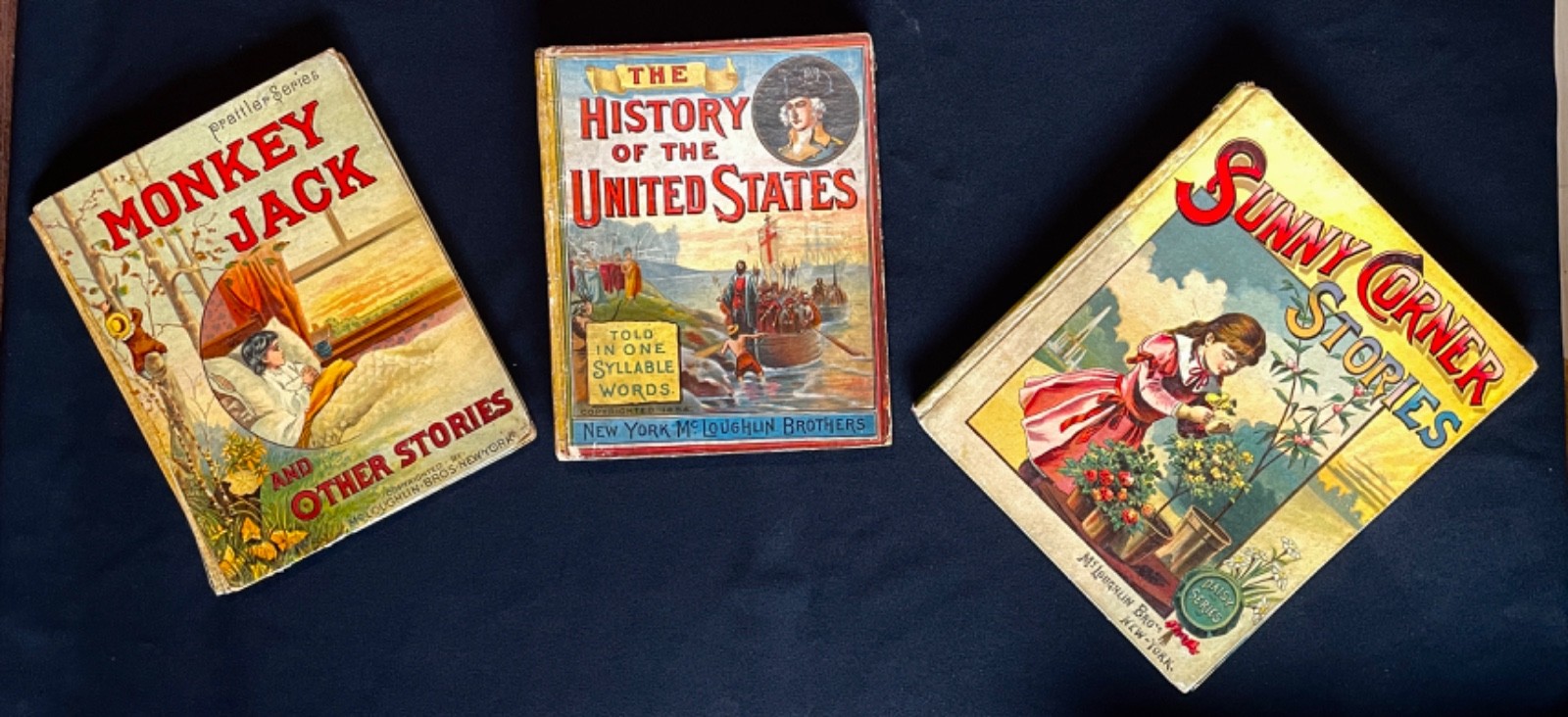 1880s McLoughlin Bros 3 Antique Children’s Books Chromolithograph Picture Lot