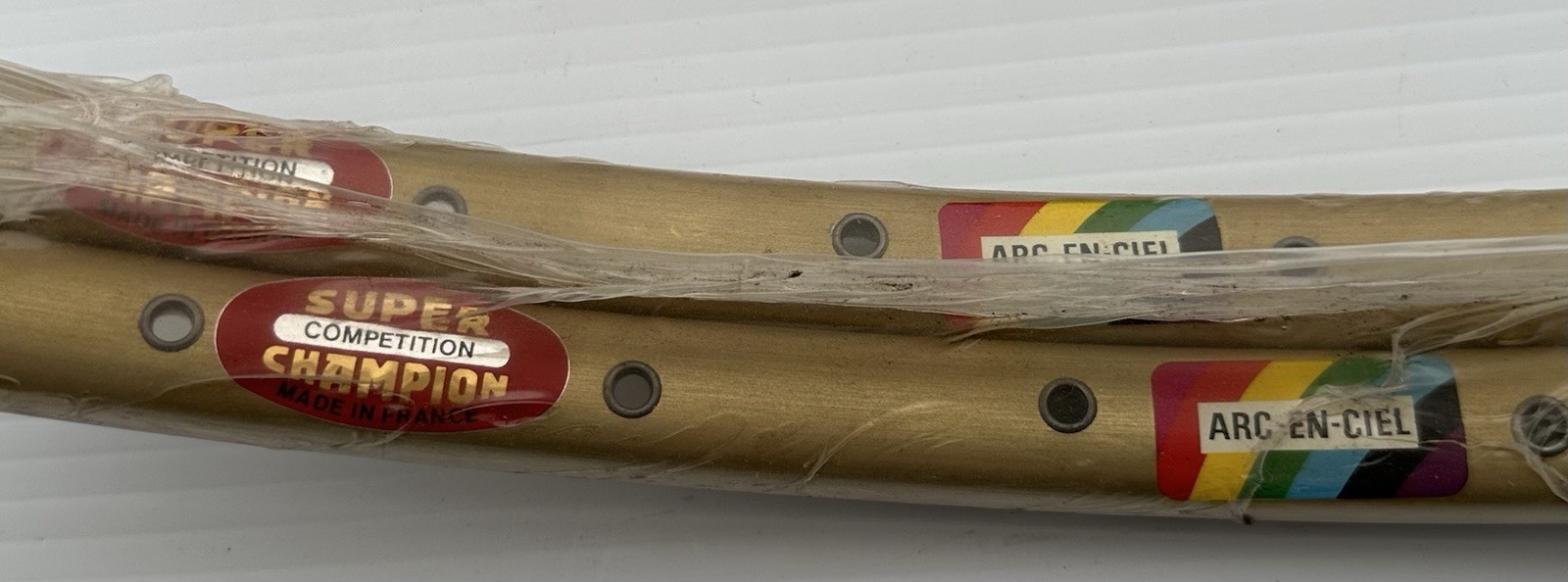 Vintage Super Champion Arc-En-Ciel Gold Tubular Rims France NOS Pair 36h