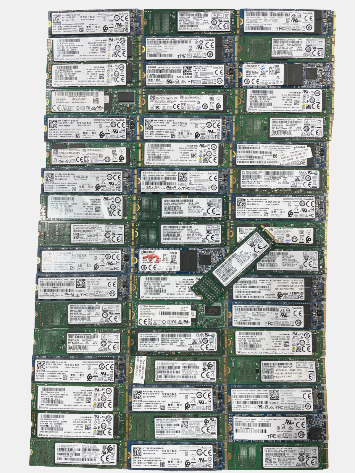 *Lot of 52* 128GB SATA SSD 2280 80mm Mixed Brands M.2 Solid State Drives  #26