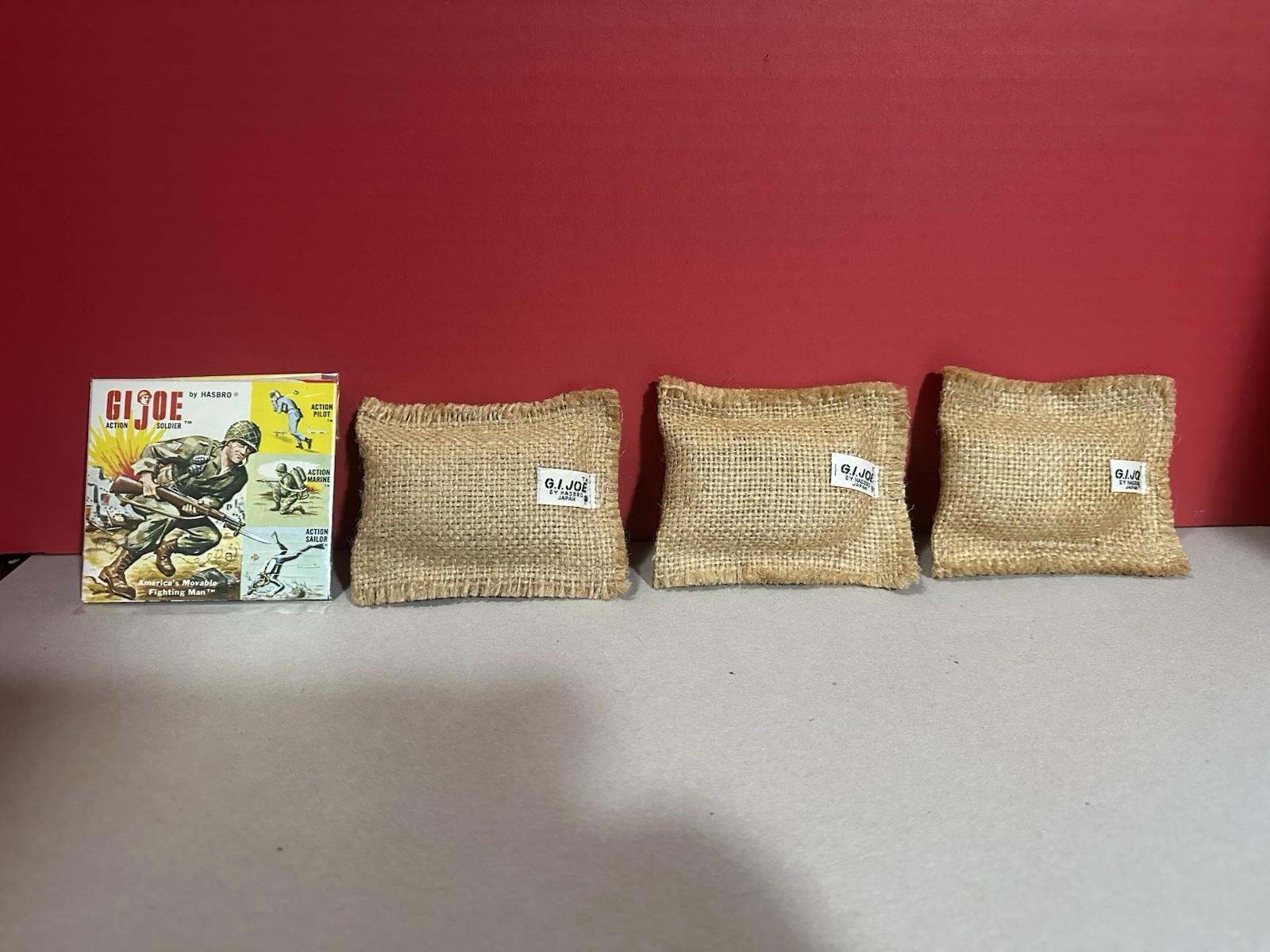 Vintage GIJOE Sandbags Lot of (3) Tagged Hasbro Japan Excellent Condition Look