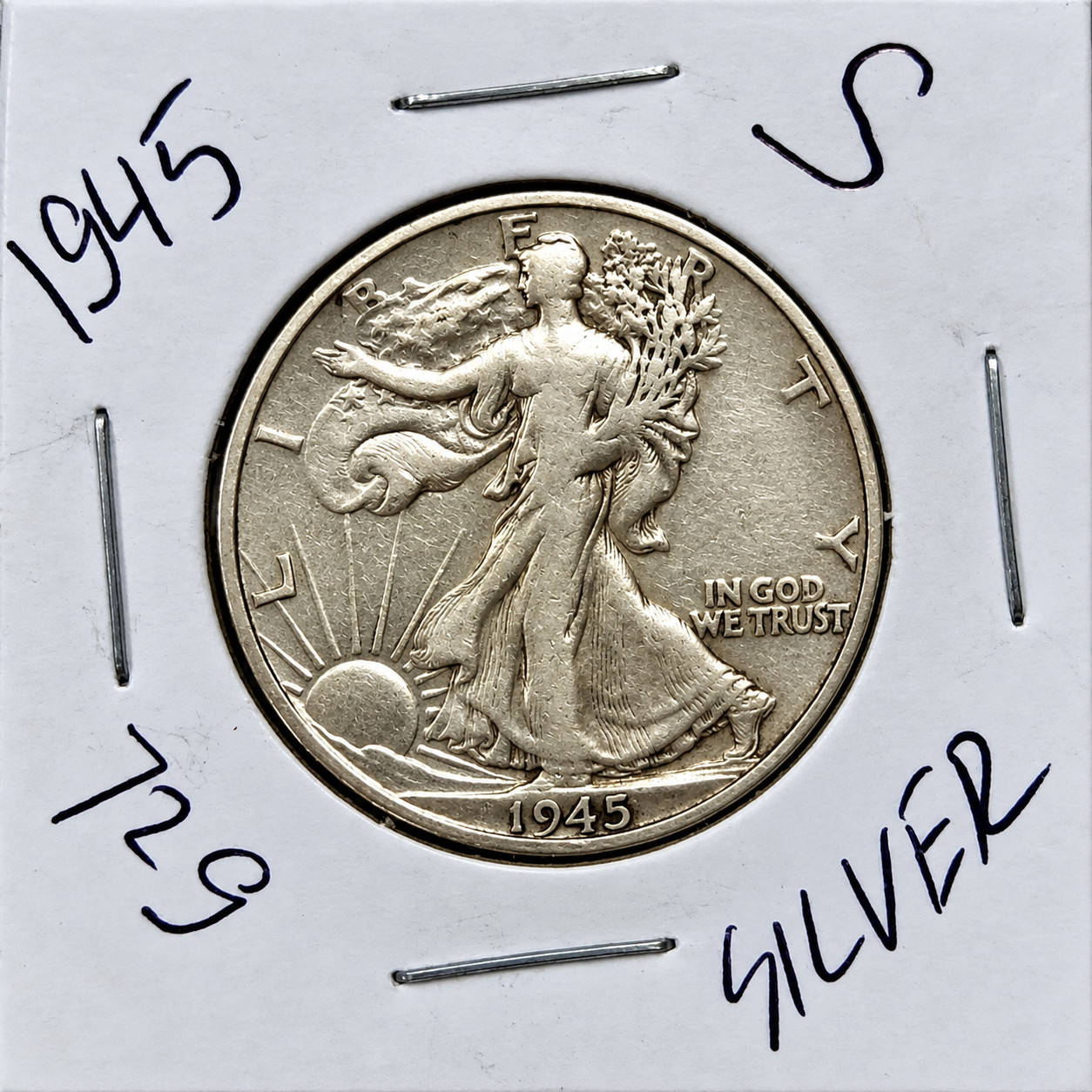 1945 S Walking Liberty Half Dollar, Strong Feather Details HI GRADE ⭐729⭐V4⭐
