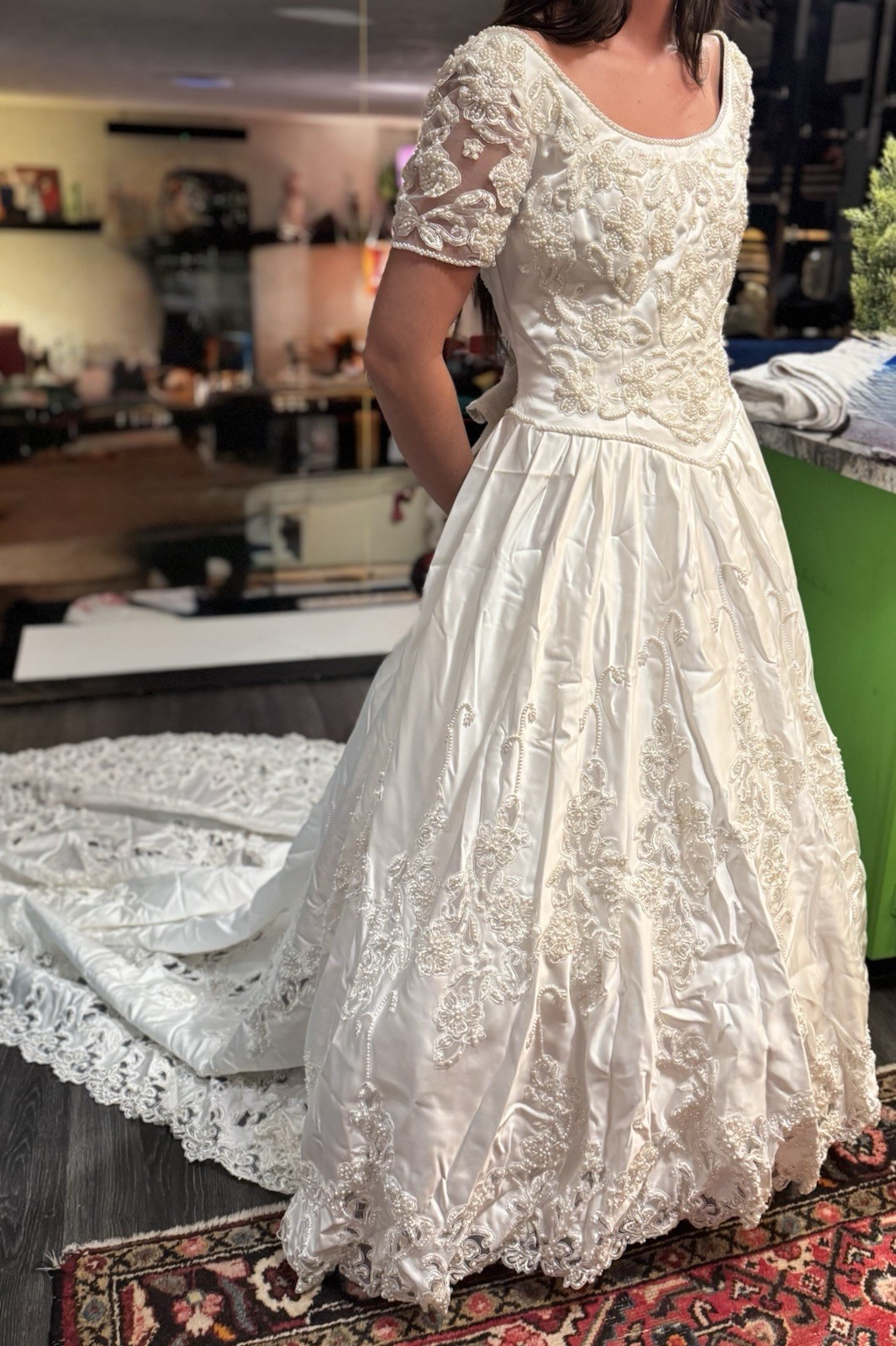 Vintage Private Collection Wedding Dress Sz 12 Beaded Cathedral Train 8585