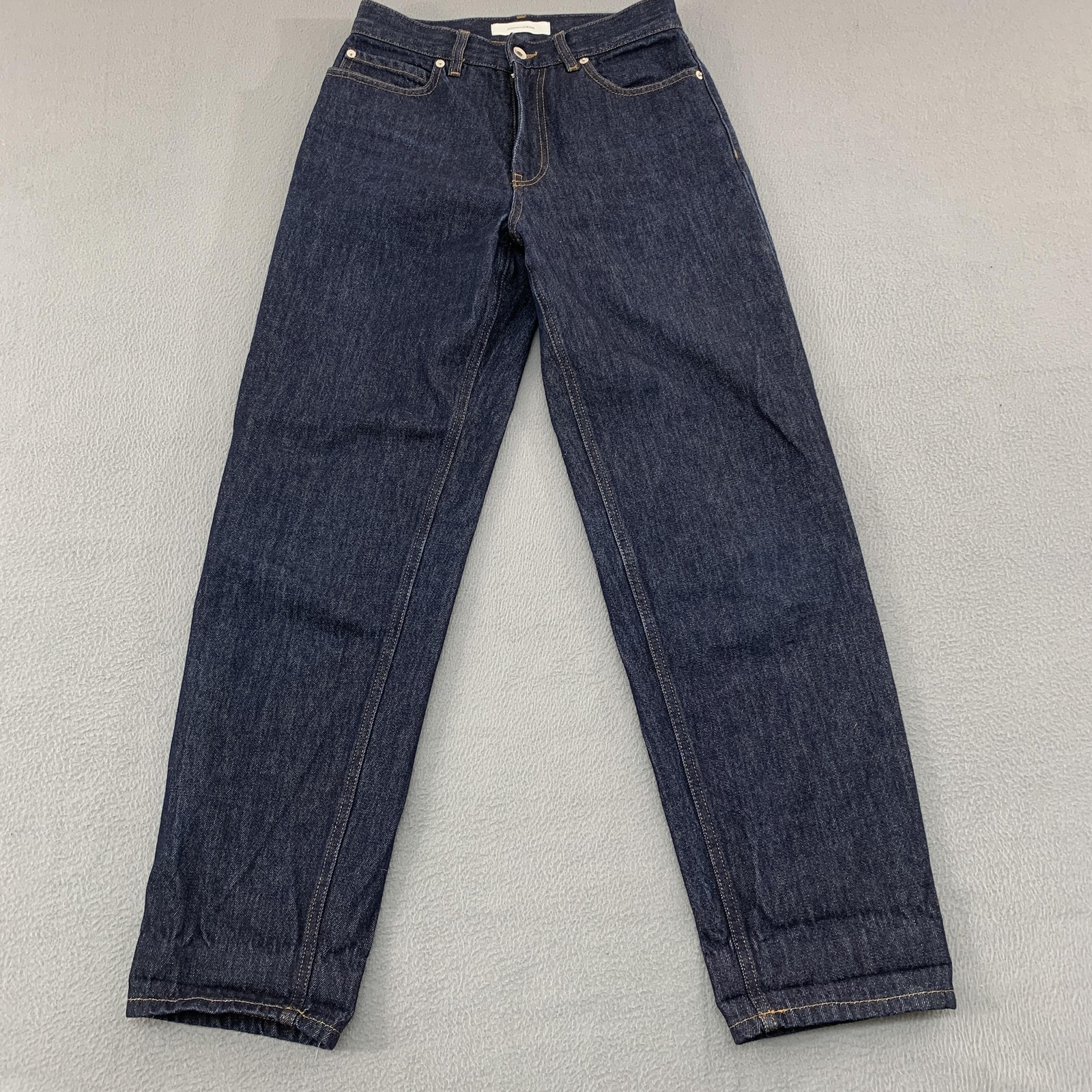 Pomandere Jeans Womens 27 Dark Wash Blue Mom High Rise Straight Leg Cotton Denim