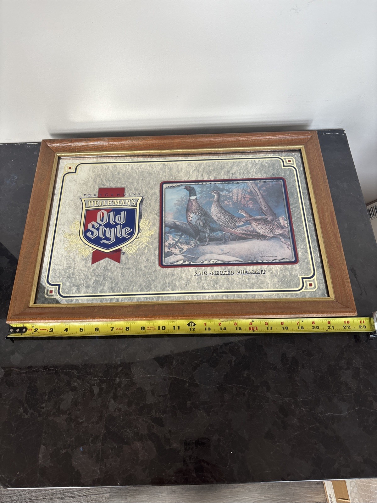 Vintage 1993 Heilemans Old Style Beer Wildlife Mirror RingNecked Pheasant #00446