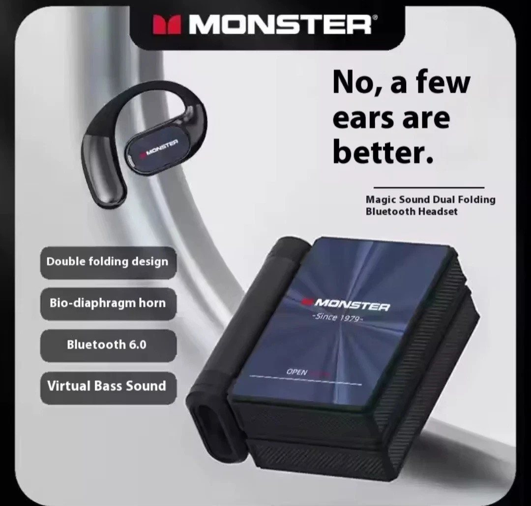 Monster AC530 Open Ear Buds 2026 Headphones Bluetooth w/ Dual-Fold Design, Navy Monster AC530 Open Ear Buds 2026 Headphones Bluetooth w/ Dual-Fold Design, Navy