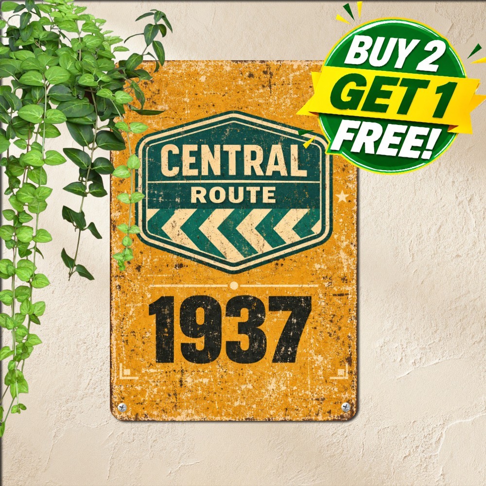Historic Transcontinental Railroad Tin Sign Rustic Train Route Metal Plaque