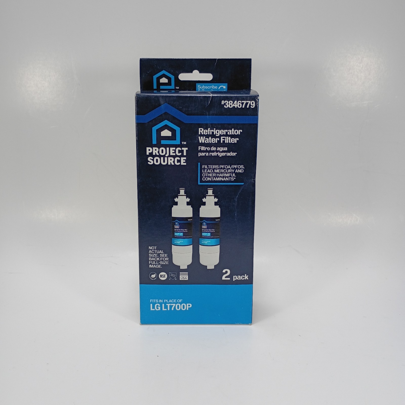 Project Source 3846779 Refrigerator Water Filter 2 Pack Replaces LG LT700P Project Source 3846779 Refrigerator Water Filter 2 Pack Replaces LG LT700P