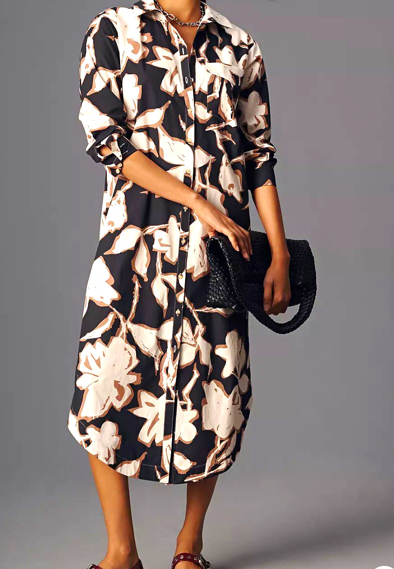Maeve by Anthropologie Black White Soren Print Shirt Dress Collared Midi Sz. XS Maeve by Anthropologie Black White Soren Print Shirt Dress Collared Midi Sz. XS